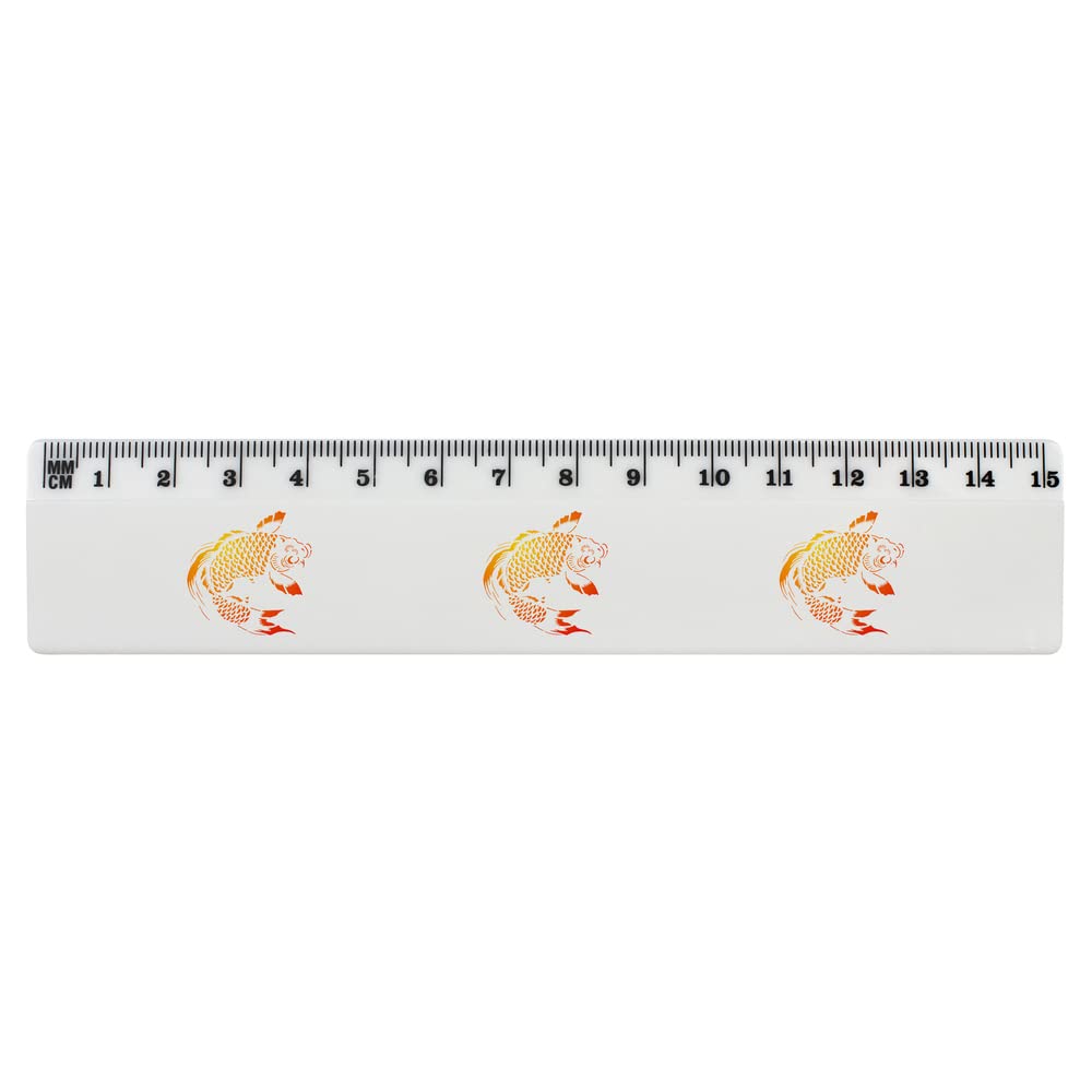 Azeeda 'Orange Koi Carp' 15cm (6 Inch) White Plastic Ruler - School, Office & Craft Supplies (RL00066715)