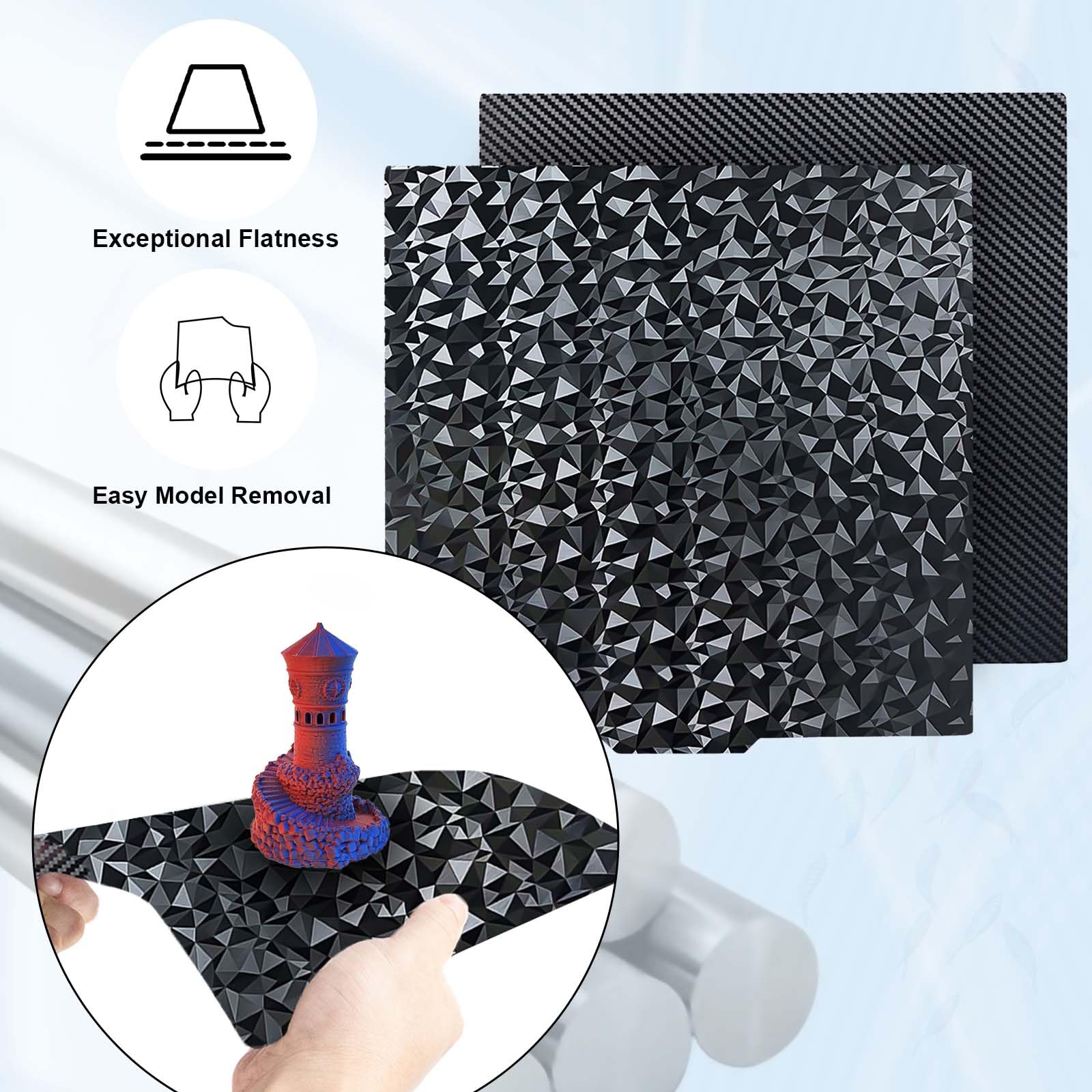 Anycubic Kobra 2/Kobra 2 Pro/Kobra 2 Neo PEO PET Spring Steel Build Plate - 230x230mm Flexible Removable Print Bed for Smooth 3D Printing - Perfect for PLA, PETG, TPU Filaments & Quick Model Removal