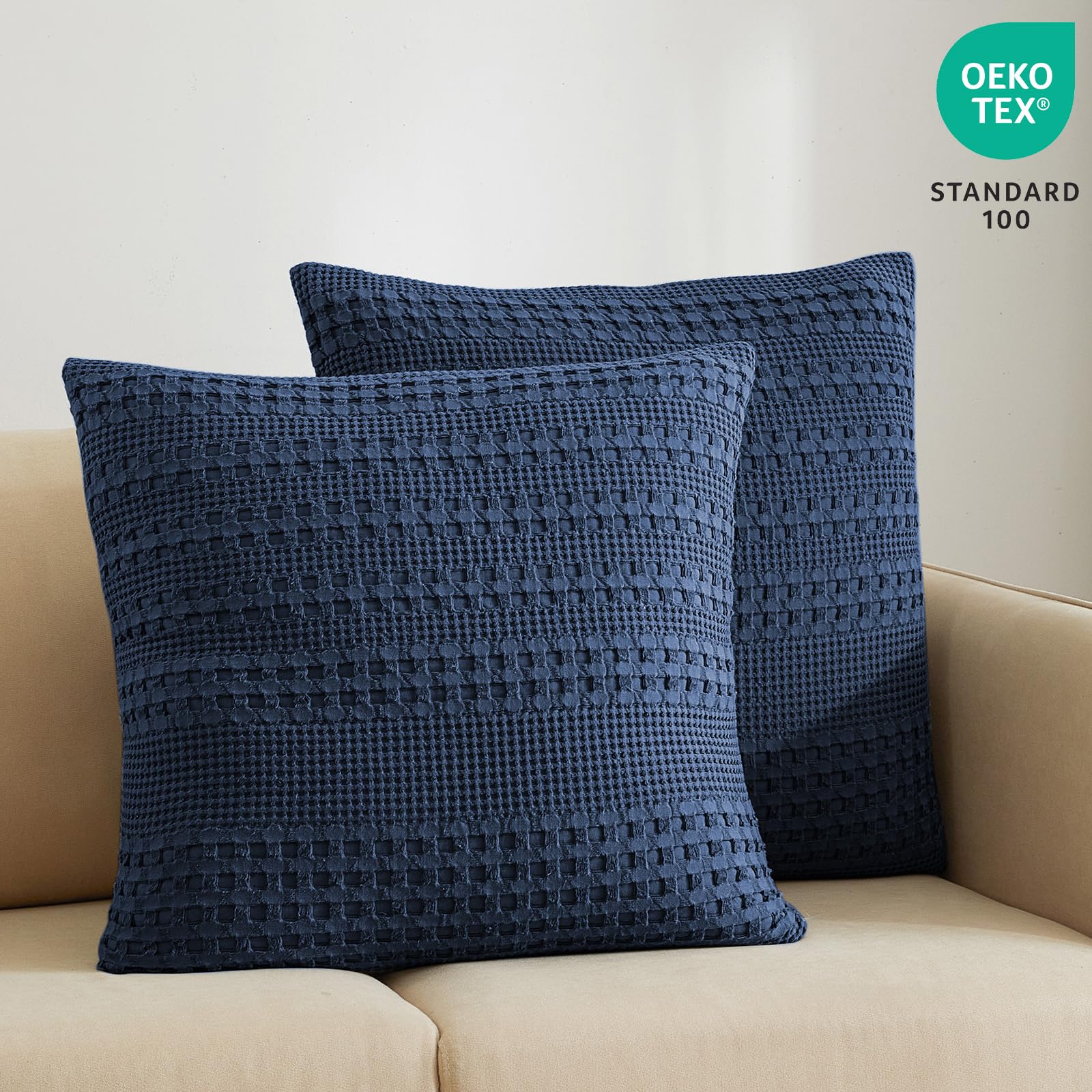 PHF 100% Cotton Waffle Weave Euro Sham Covers, 2 Pack 26