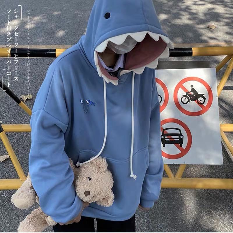Cute Shark Hoodie - Loose Fall Sweatshirt for Women & Men | Cozy Casual Wear for Halloween, Cosplay, and Everyday Outfits