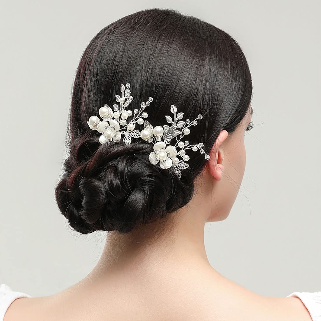 Elegant Silver Bridal Headpiece with Pearls & Crystals – Wedding Hair Accessories for Women & Girls | Perfect for Brides, Bridesmaids & Flower Girls