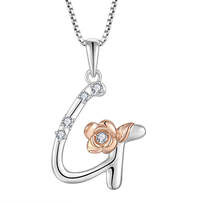 925 Sterling Silver Necklace for Women - Personalized Initial Pendant with Zircon - Elegant Collarbone Chain Jewelry Gift for Her - Perfect for Birthdays, Anniversaries and Special Occasions