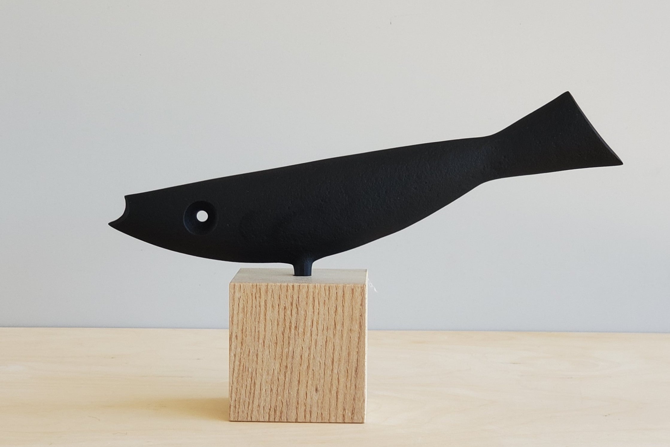 Japanese Cast Iron Sculpture - Long Fish TS321 - Handcrafted Iron Art for Home & Garden Decor, Zen Garden, Office, and Gift Ideas