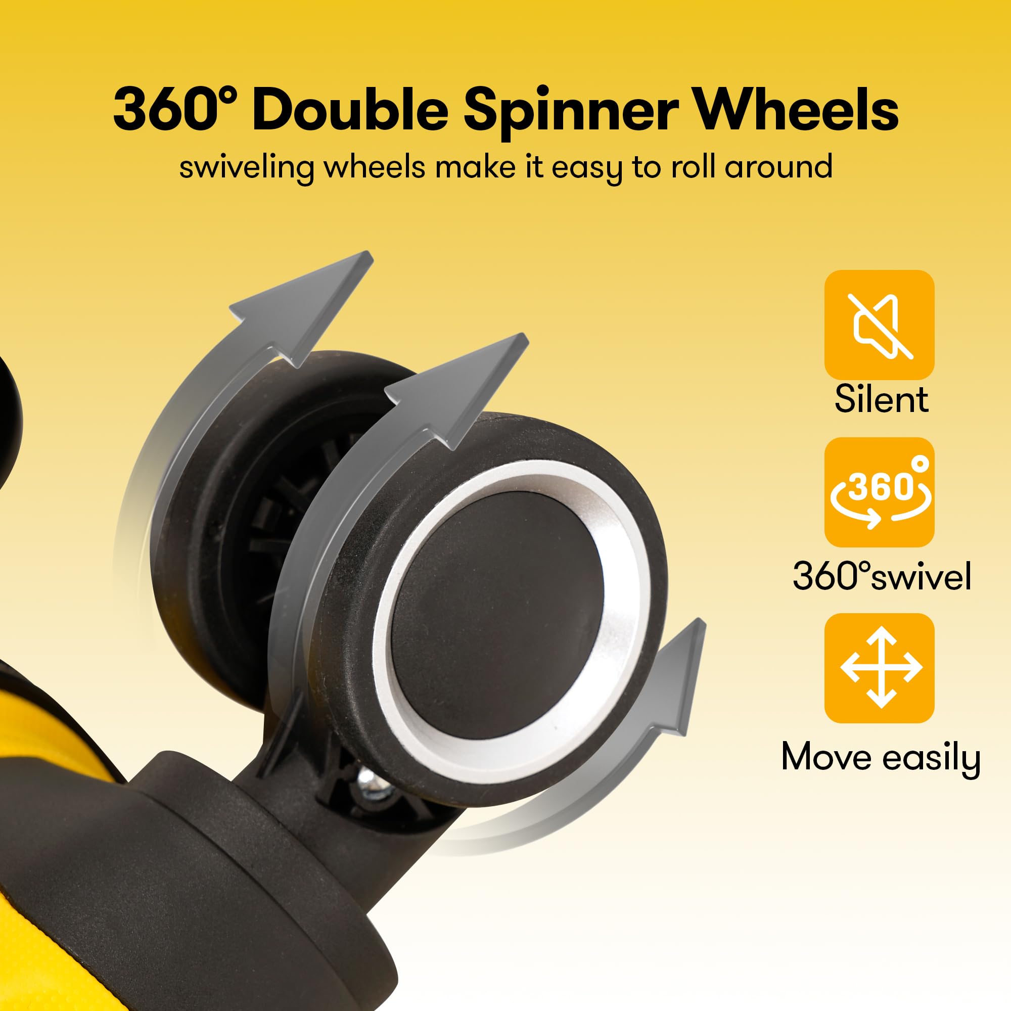 4-Piece PP Hardside Luggage Set with TSA Lock & Spinner Wheels - Large Yellow Suitcases for Travel, Vacation & Business Trips