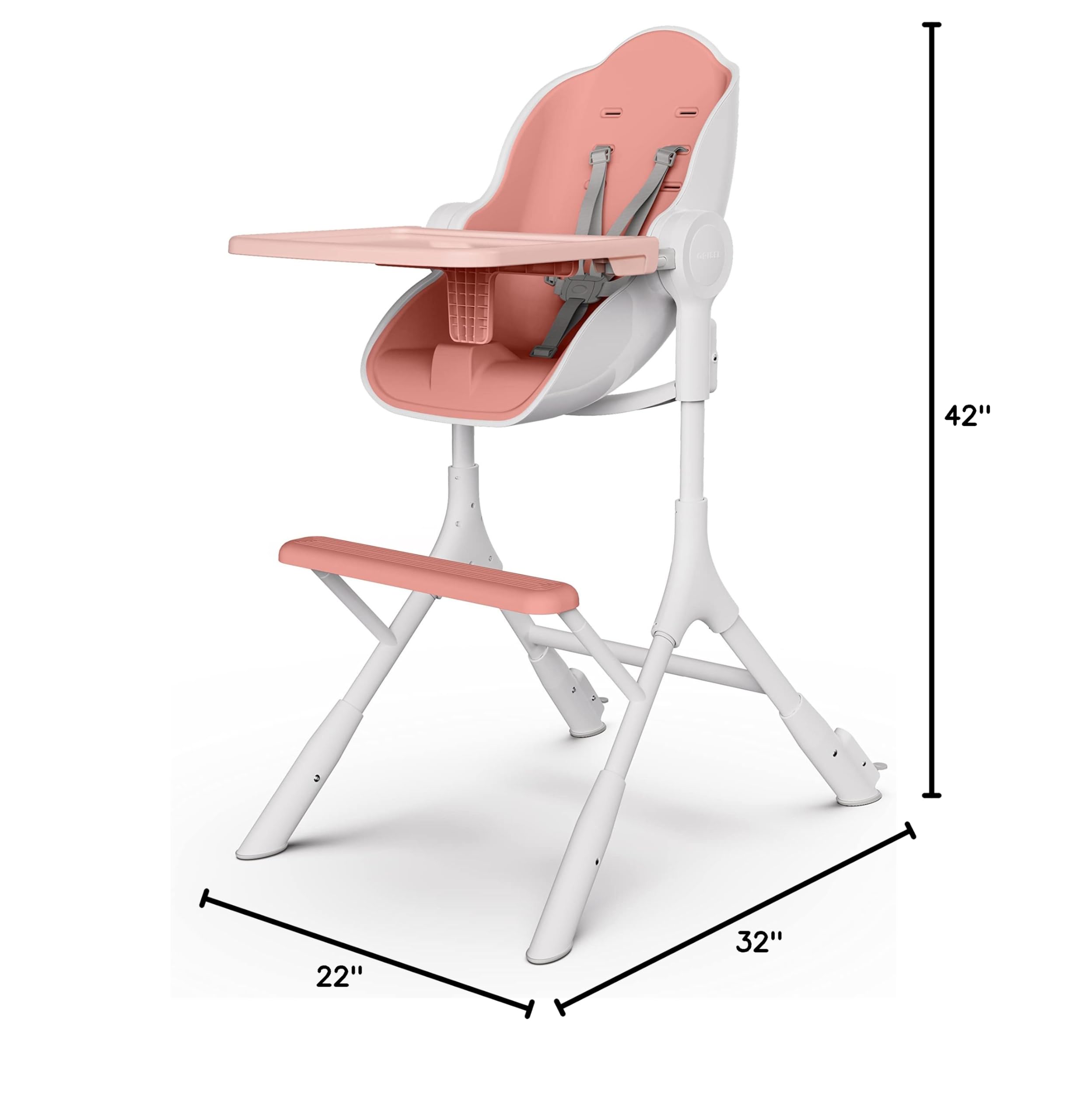 Oribel Cocoon Z High Chair & Baby Lounger - Convertible Infant Seat in Cotton Candy Pink | Perfect for Feeding, Lounging & Playtime at Home or Travel