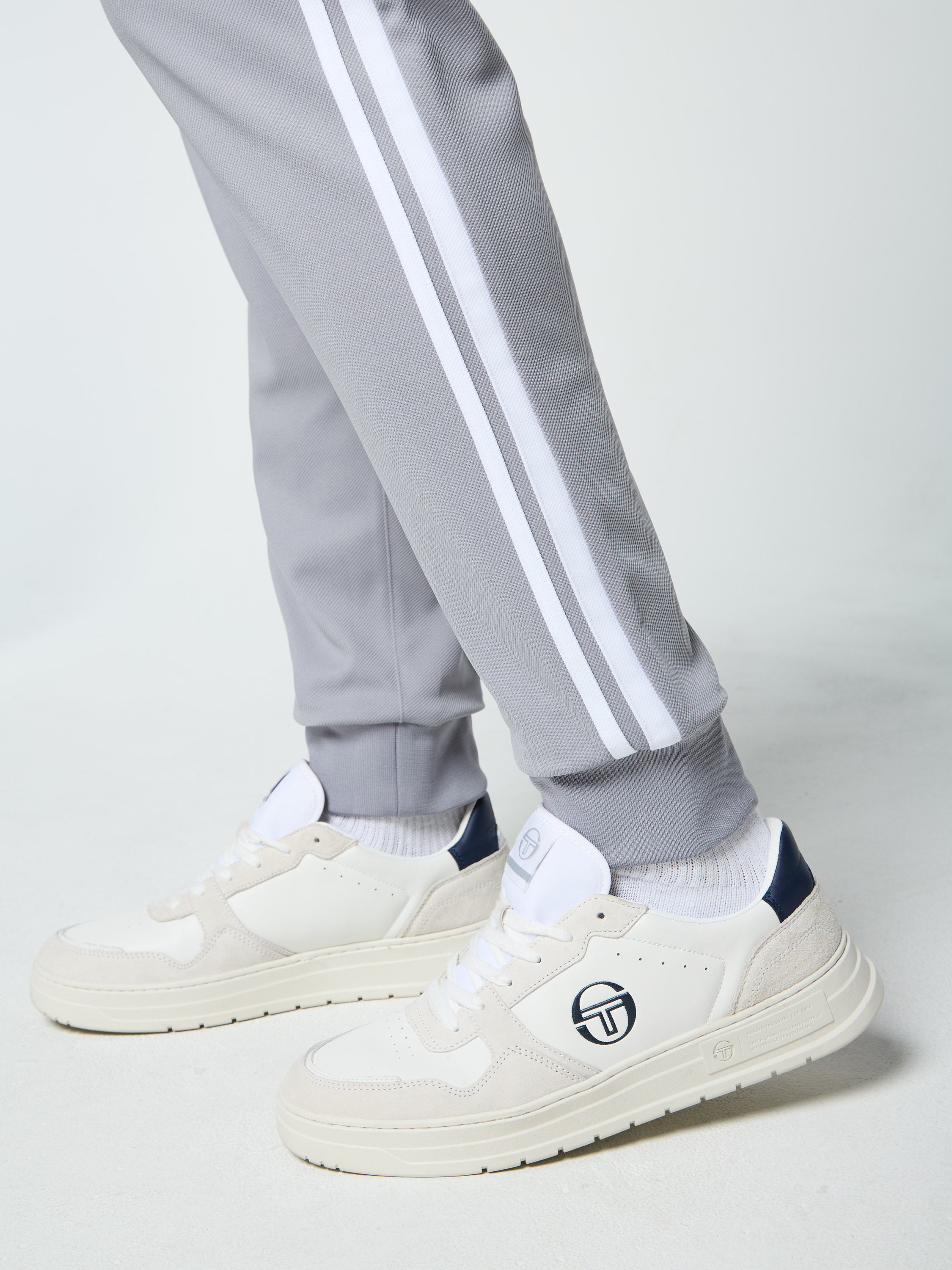 Damarindo Men's Track Pants - Lightweight, Comfortable Joggers for Running & Gym - Sleet/White - Perfect for Workouts, Lounge & Casual Wear