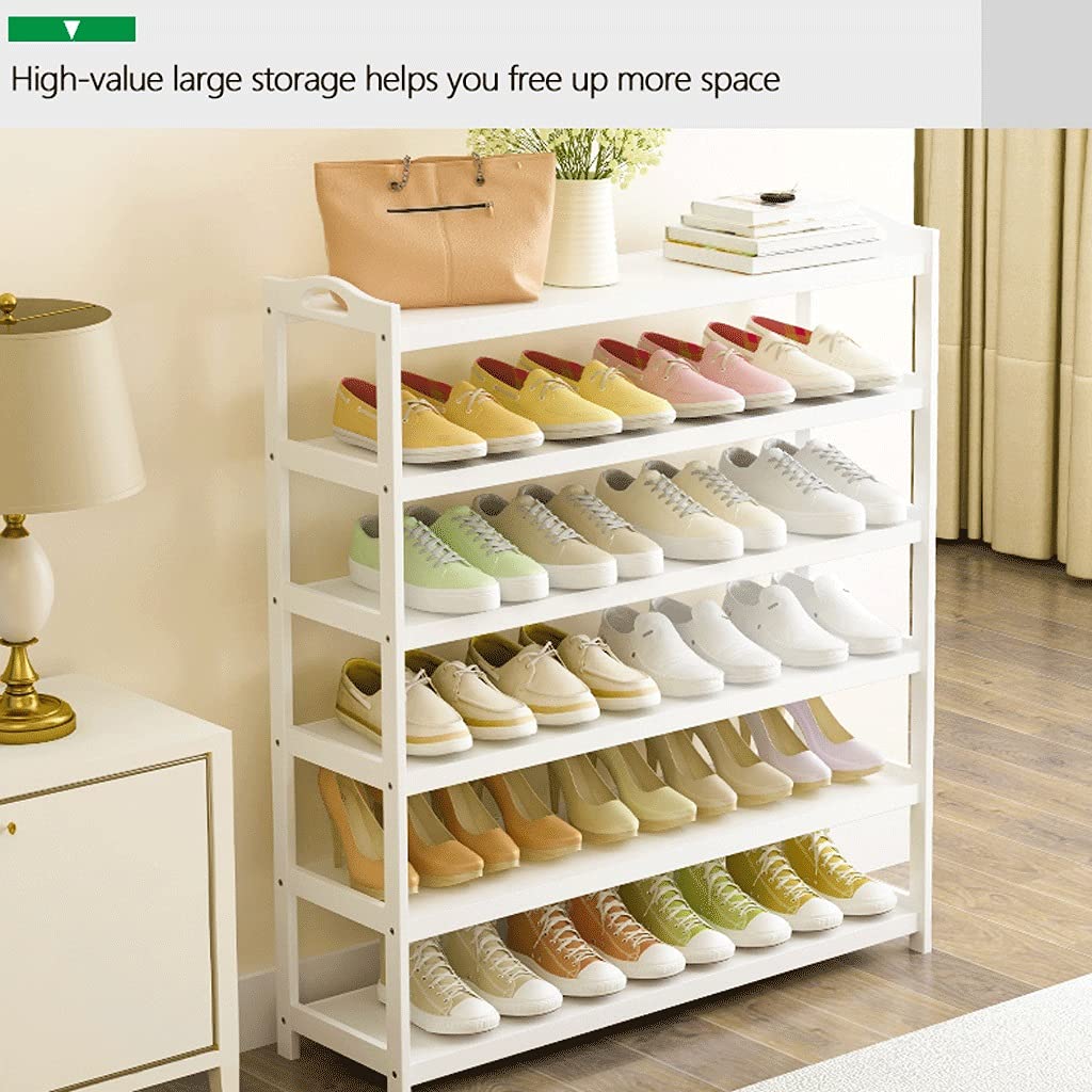 Premium 5-Tier Expandable Bamboo Shoe Rack - Holds 16 Pairs of Shoes - Space-Saving Storage Organizer for Living Room, Bedroom, Garage & Entryway - White (27.6 Inches) - Perfect for Small Spaces & Shoe Lovers