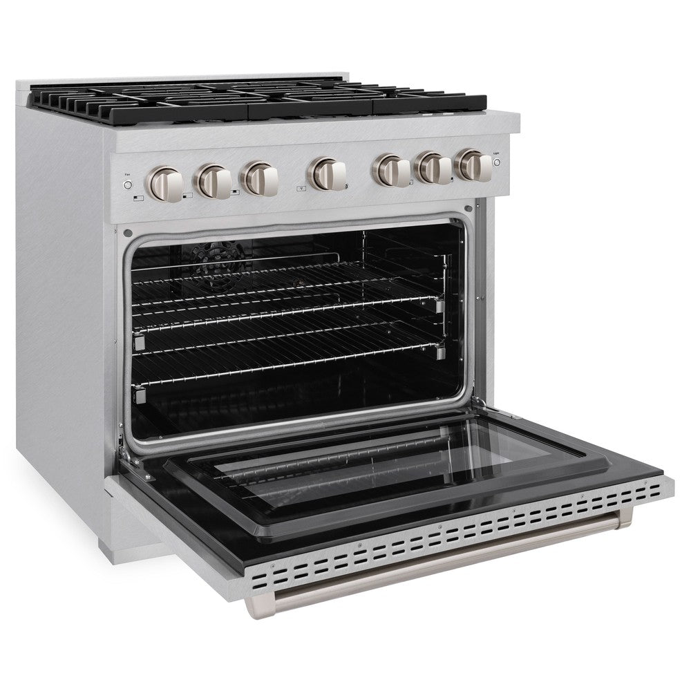 ZLINE 36-inch 5.2 cu. ft. Dual Fuel Range with 6 Burner Gas Cooktop & Electric Convection Oven - Satin Stainless Steel (SDRS 36) | Professional Kitchen Appliance for Home Chefs & Cooking Enthusiasts | Perfect for Baking, Roasting & Large Family Meals