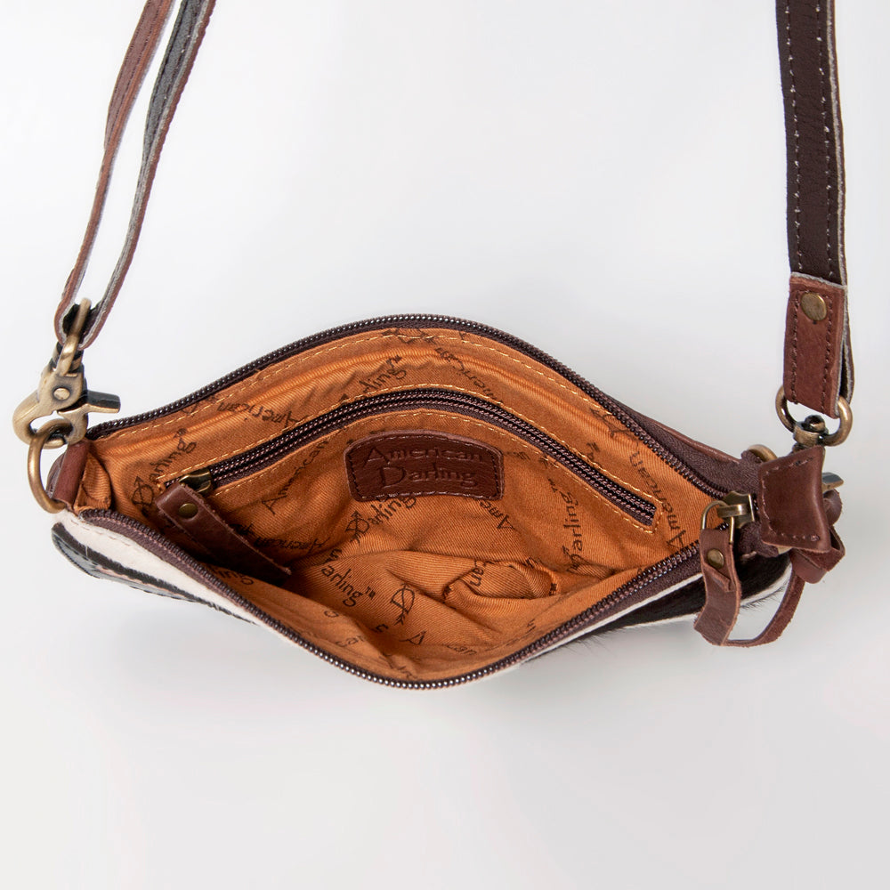 American Darling ADBGA160 Genuine Leather Crossbody Bag for Women - Hand-Tooled Western Purse with Hair-On Hide, Perfect for Casual Outings & Country Events