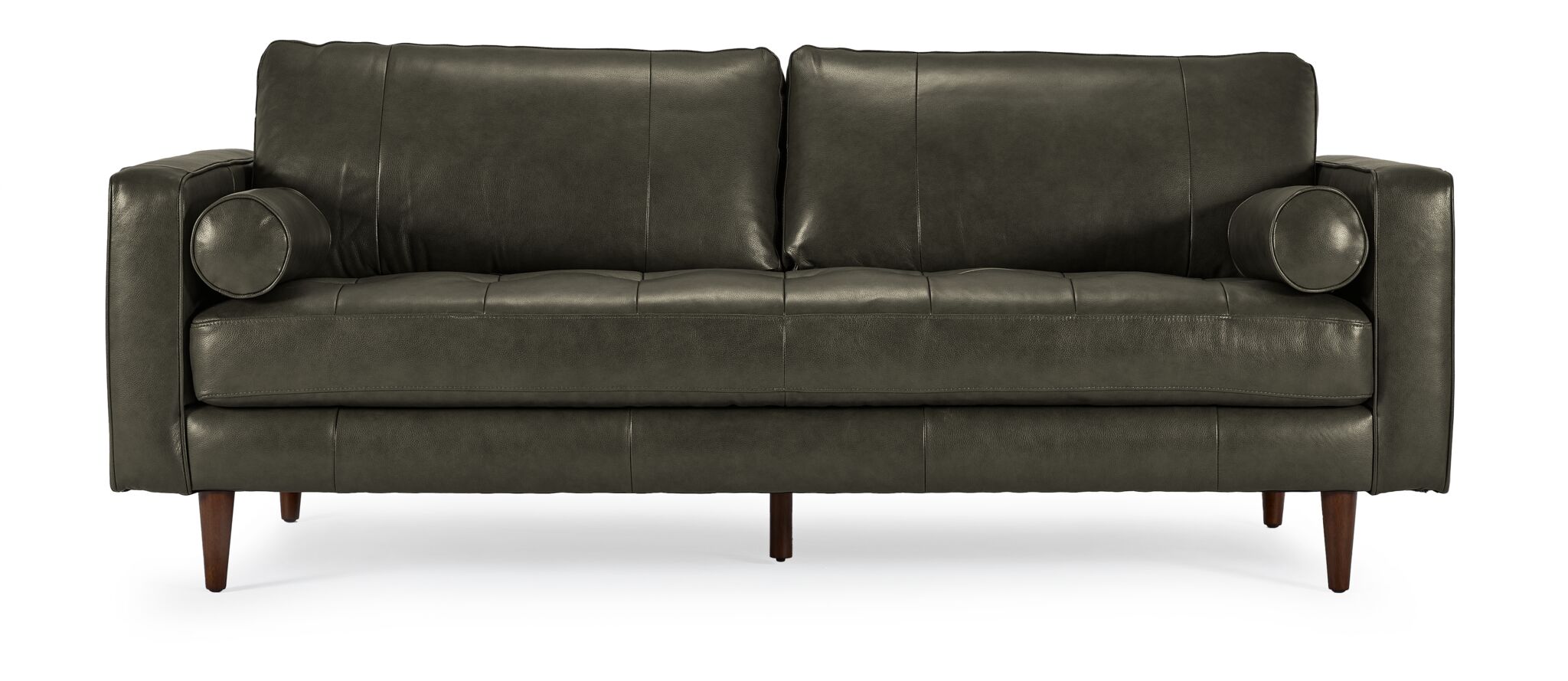 Premium Bari Leather Sofa in Charcoal - Modern & Durable Living Room Furniture for Home & Office Comfort