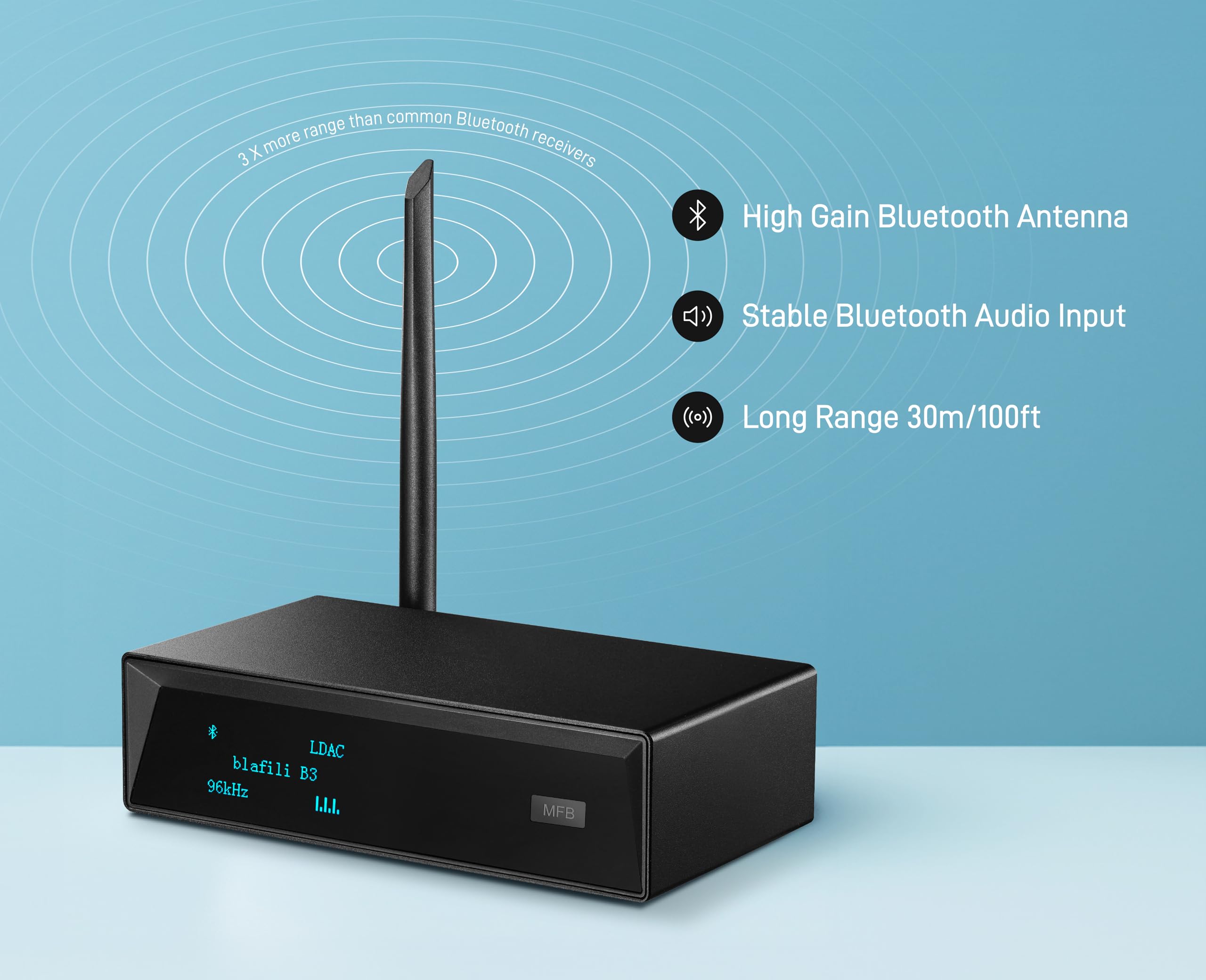 B3 Professional XLR Bluetooth 5.1 Music Receiver with LDAC & aptX HD - High Fidelity ESS DAC Audio Streamer with RCA, Optical & Coaxial Outputs for DJ Equipment, PA Systems & Home Theater Setups - Perfect for Live Performances, Studio Recording & Wireless Audio Streaming