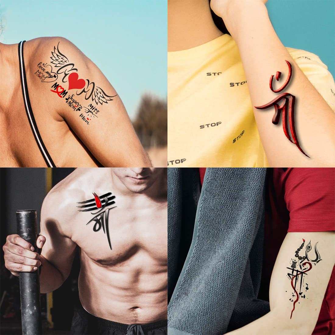 Temporary Tattoo Pack for Parents - Mom & Dad Designs (4 Tattoos, 2x4 Inch) | Waterproof Fake Tattoos for Men & Women | Perfect for Family Events, Couple Matching or Costume Parties