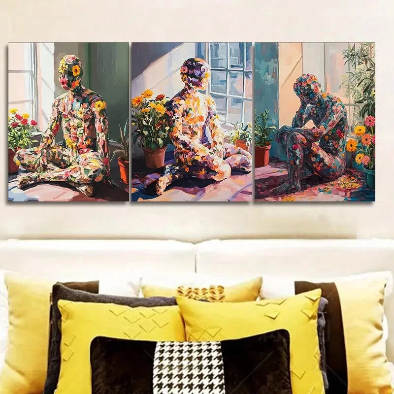 3-Piece Abstract Sunflower Floral Wall Art Set - Framed Canvas 40x60cm - High Quality Print - 100% Australian Made - Ready to Hang - Perfect for Living Room, Bedroom & Office Decor