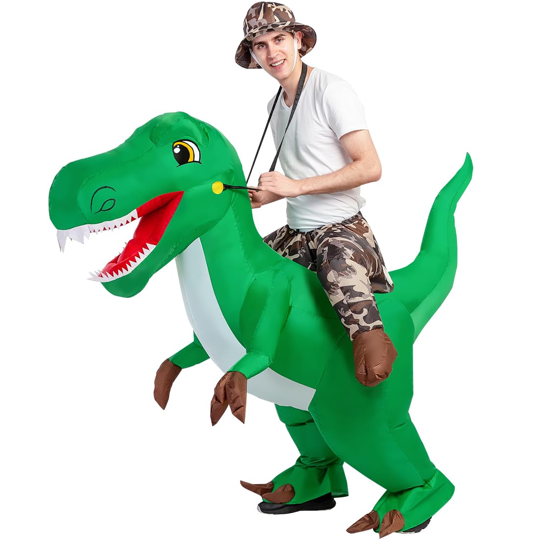 GOOSH Inflatable Dinosaur Costume for Adults - Funny Halloween Blow Up Dinosaur Suit for Women & Men - Perfect for Halloween Parties, Cosplay & Themed Events
