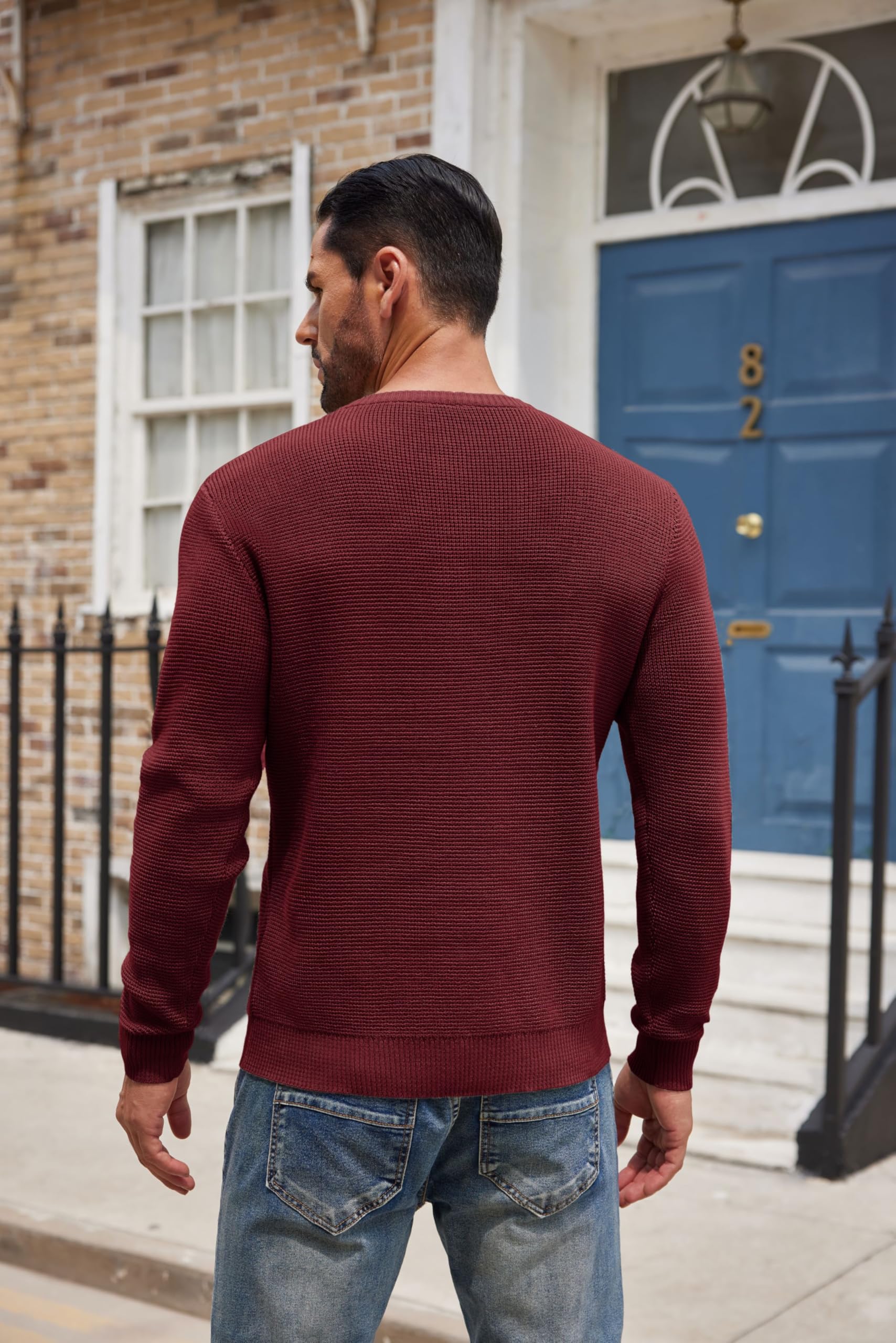 COOFANDY Men's Henley Knit Sweater - Long Sleeve Button Pullover with Waffle Texture | Casual Fashion Sweater for Men | Perfect for Fall, Winter & Date Nights