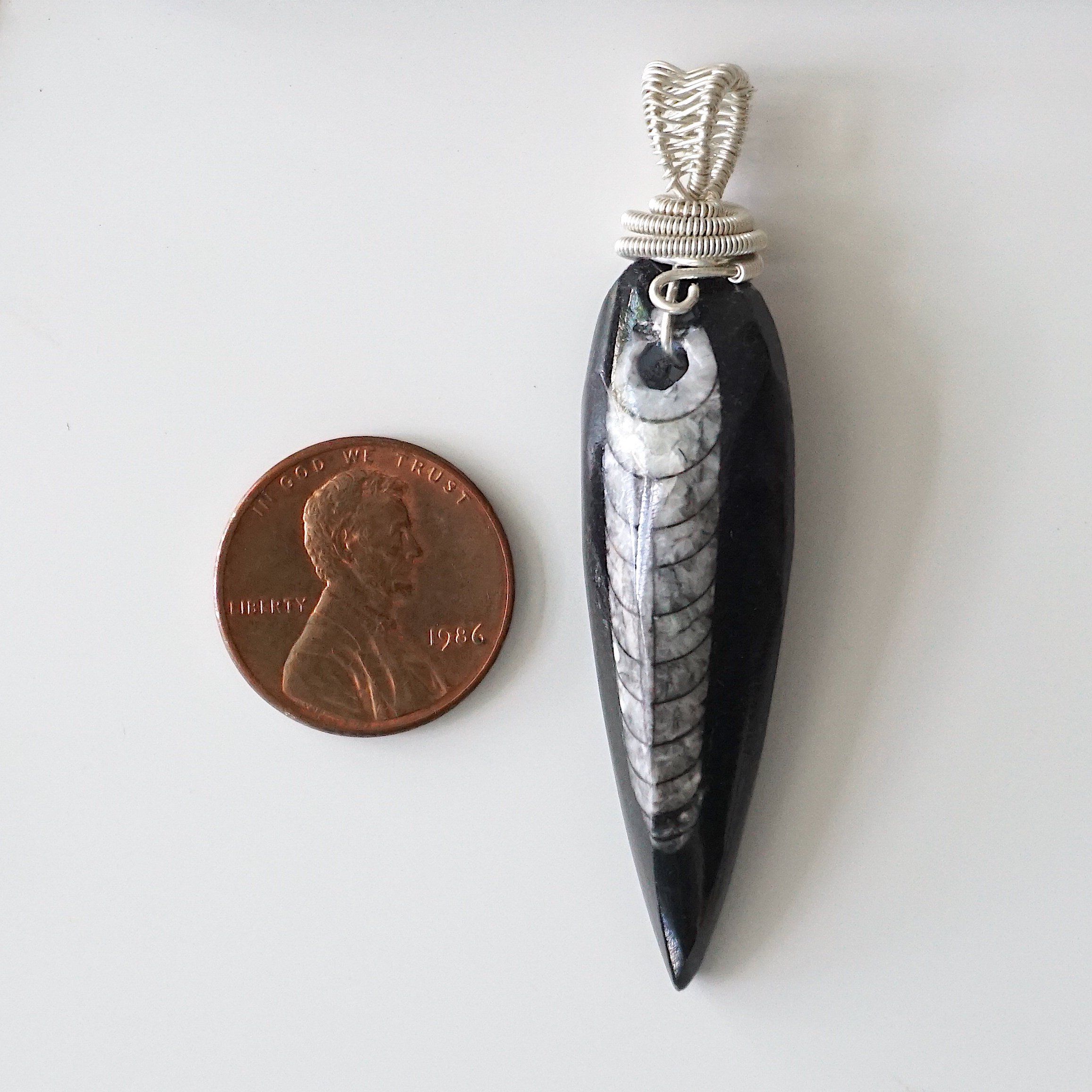 Black Fossil Arrowhead Necklace - Sterling Silver Wire Wrap Pendant Jewelry for Men & Women | Perfect for Outdoor Adventures, Nature Lovers & Unique Gift Giving