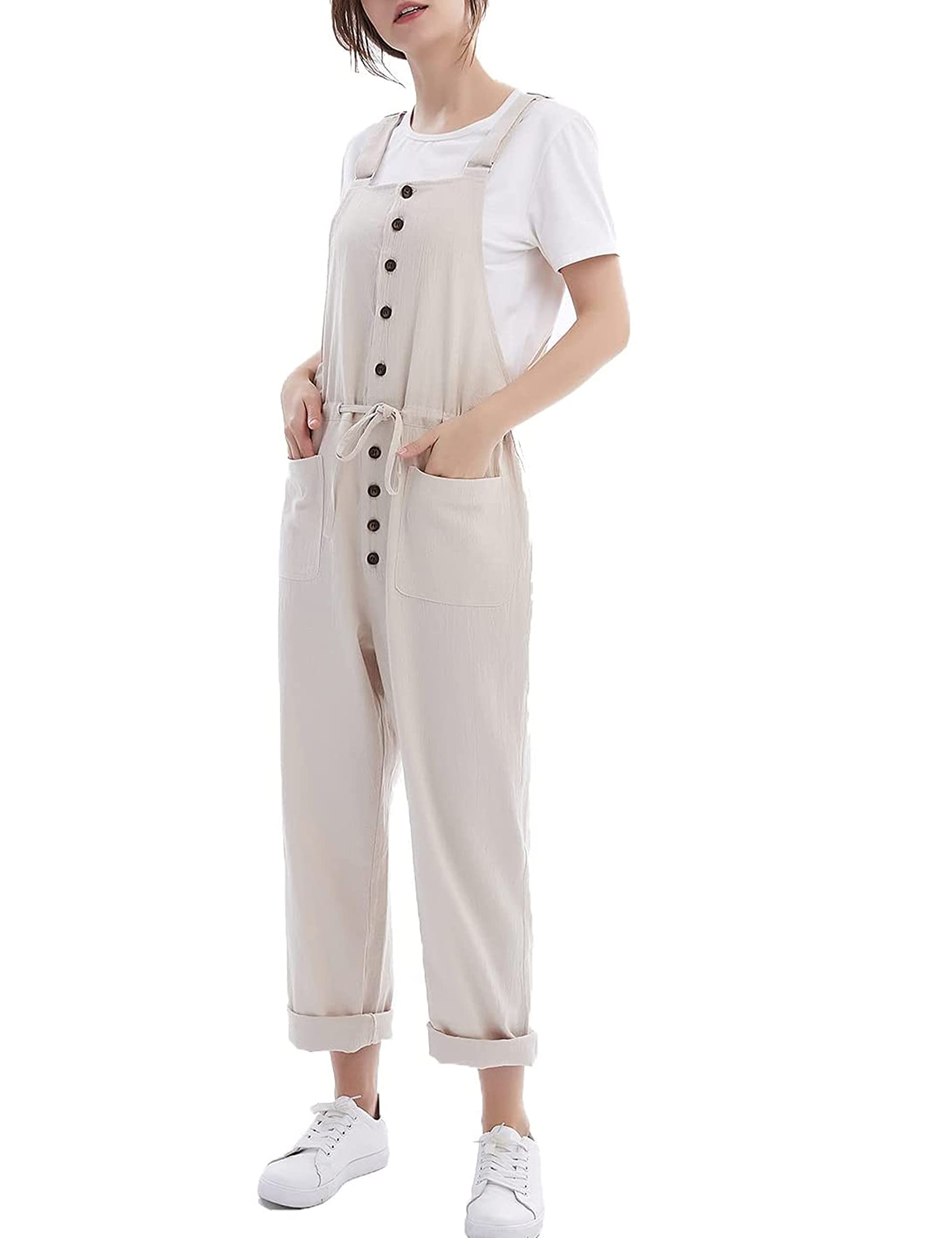 Fiona Jolin Women's Adjustable Strap Bib Overalls - Baggy Wide Leg Utility Jumpsuit for Casual Wear, Work & Outdoor Activities | Plus Size Denim Overalls for Women