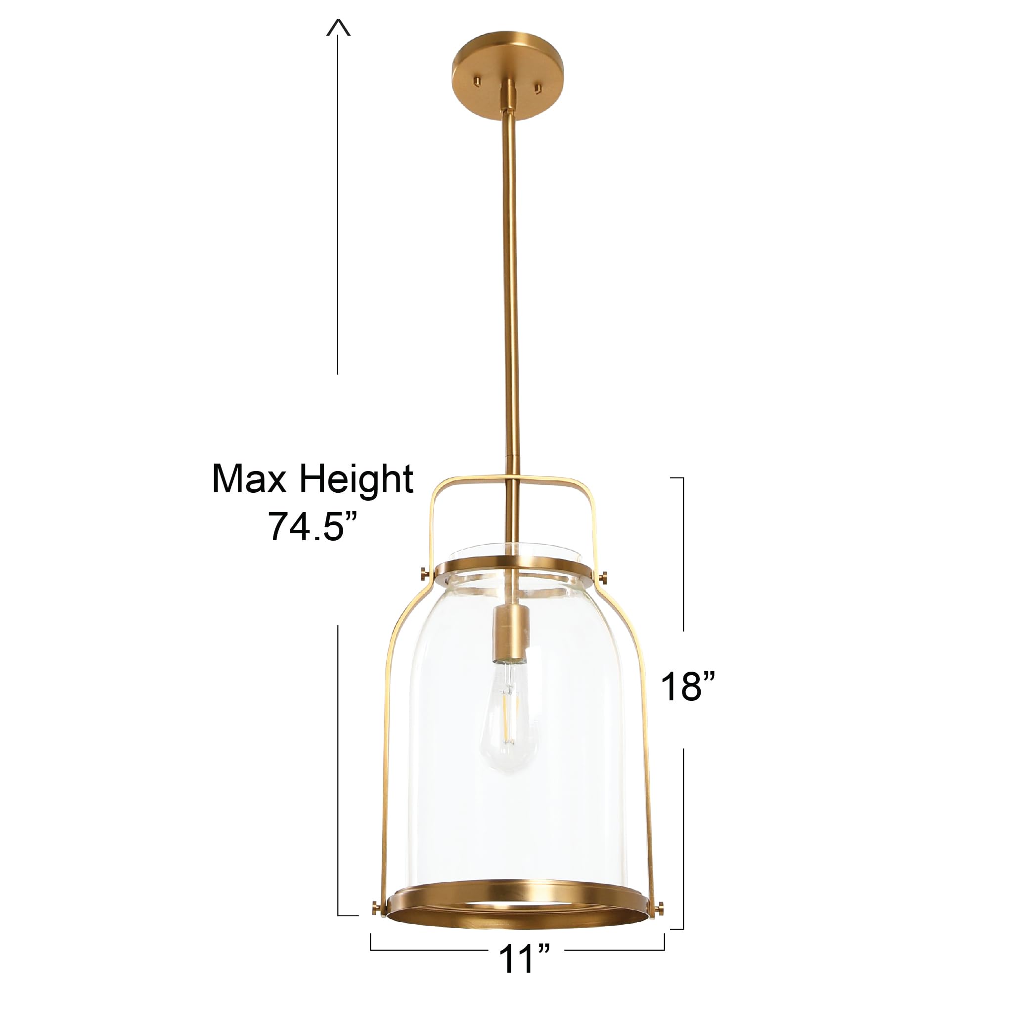 Channing Brushed Gold Metal and Glass Ceiling Light Fixture - Modern Dining Room & Bedroom Lighting for Home Decor