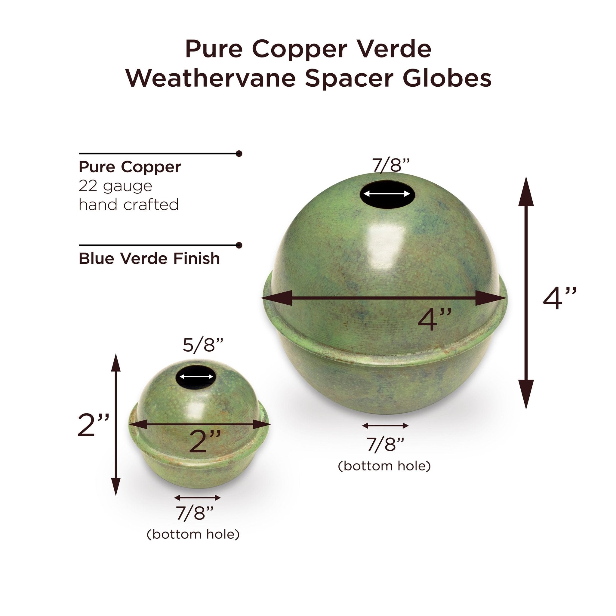 Extra Large Copper Weathervane with 4 & 6 Spacer Ball Set - Durable Outdoor Roof Decor for Farmhouse, Barn & Garden
