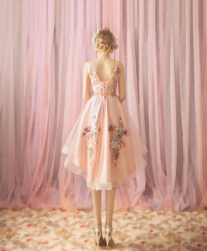 Elegant Pink Tulle Lace Short Prom Dress for Homecoming, Sweetheart Neckline A-Line Party Gown - Perfect for Prom Night, Homecoming Dance, Quinceañera & Special Occasions
