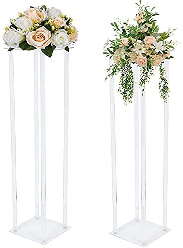 2 Pack Clear Acrylic Flower Stand - 80cm Wedding Centerpiece, Tabletop Decor, Transparent Display Rack for Vases & Columns | Perfect for Weddings, Home Decor, and Event Displays