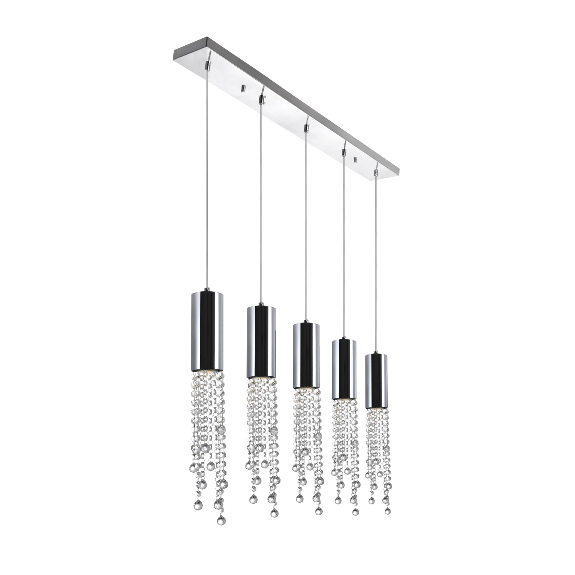 CWI Lighting 5-Light Chrome Pendant Light Fixture - Modern Multi-Light Chandelier for Dining Room, Kitchen Island & Living Room Decor