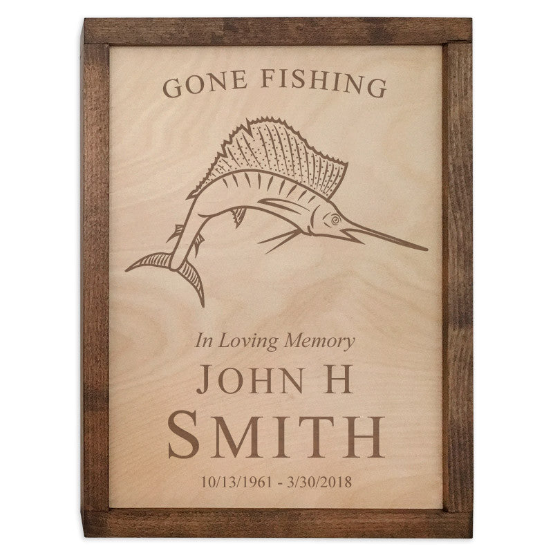 Fish Themed Wooden Wall Mounted Cremation Urn Plaque - Memorial Keepsake for Pet Ashes - Perfect for Home Memorial Display & Pet Remembrance