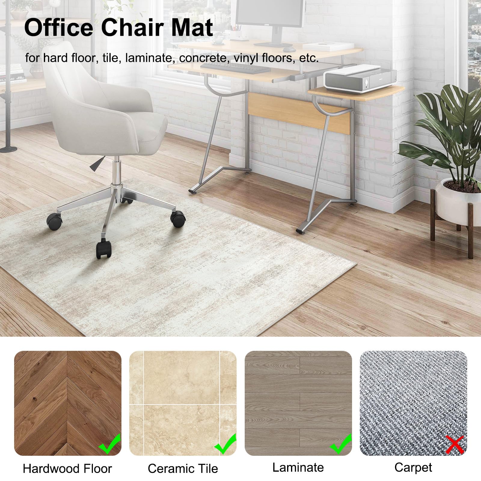Anidaroel 36x48 Inch Non-Slip Office Chair Mat for Hardwood Floors - Heavy Duty Desk Chair Mat Protector for Rolling Chairs, Anti-Scratch Floor Cover for Home & Office Workspace