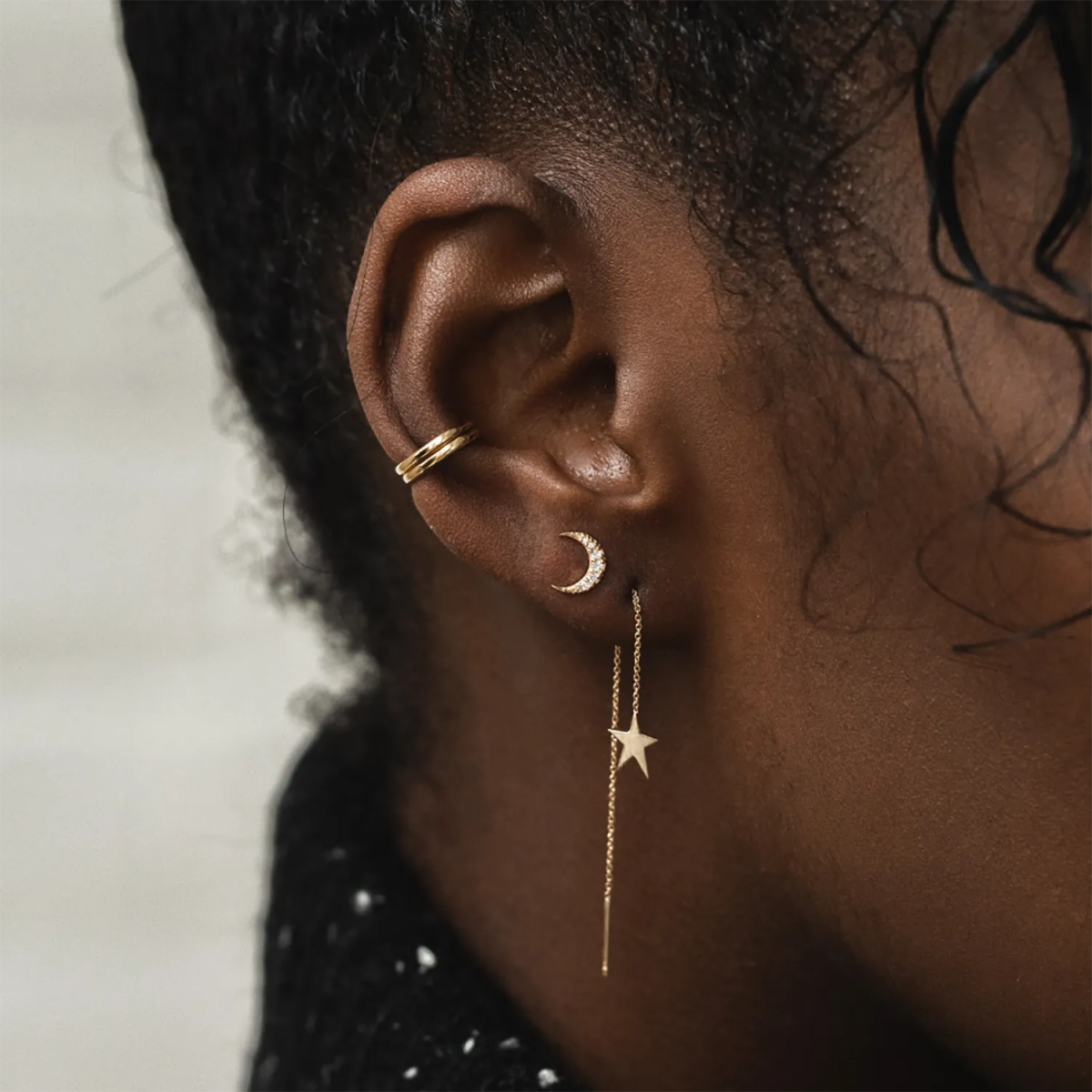 14K Yellow Gold Moonlight Crescent Earrings - Elegant Dainty Hoop Earrings for Women, Perfect for Everyday Wear, Date Nights & Special Occasions