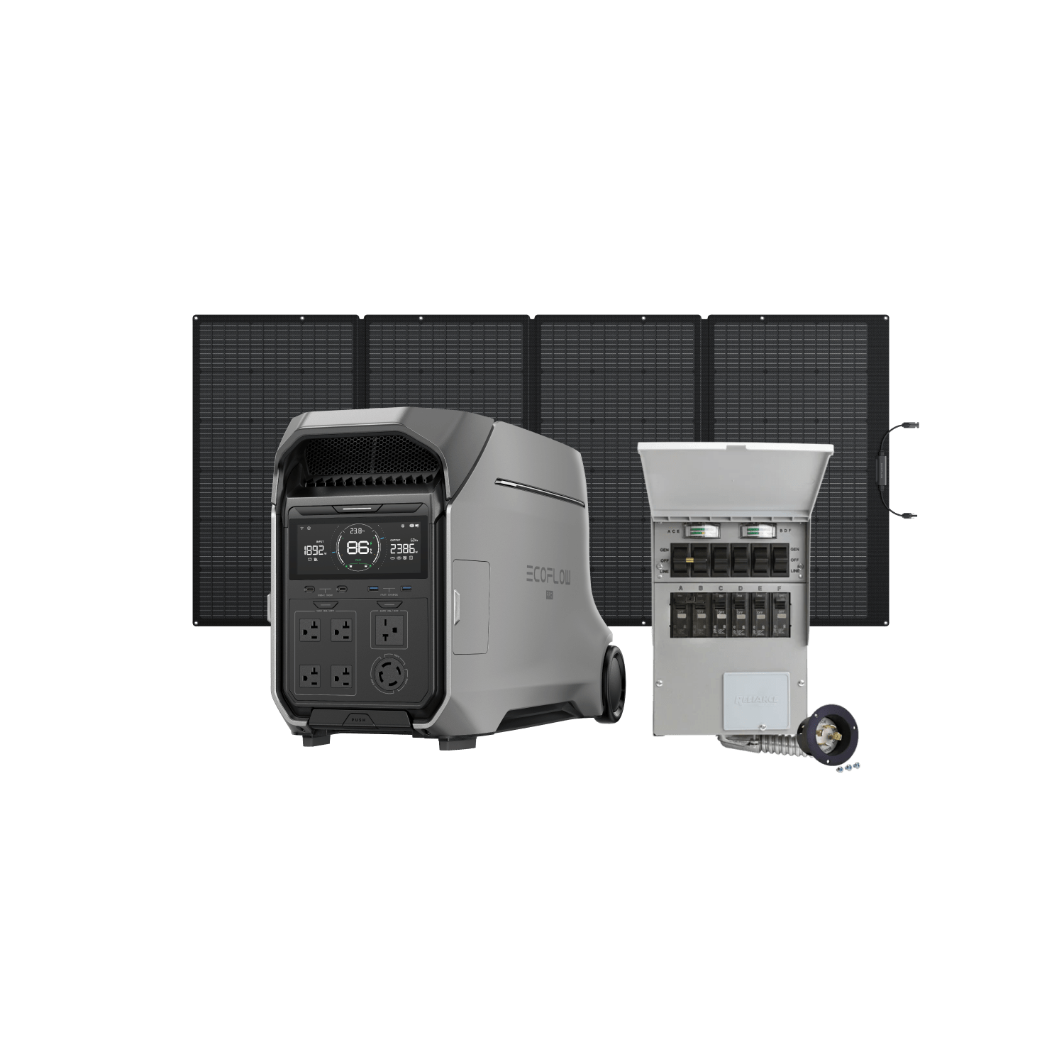 EcoFlow DELTA Pro 3 Portable Power Station with 400W Solar Panel & Transfer Switch (306A) - Backup Power for Home, Camping & Emergency Use