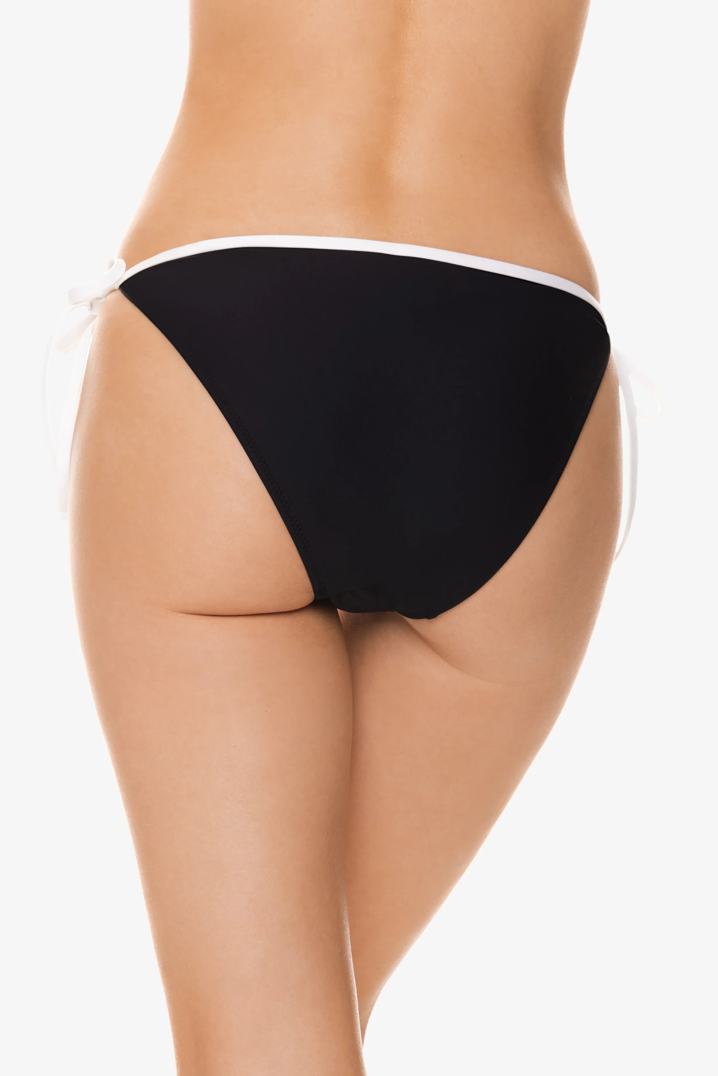 Black & White String Bikini Bottom with Comfortable Binding - Perfect for Beach, Pool, and Summer Vacations