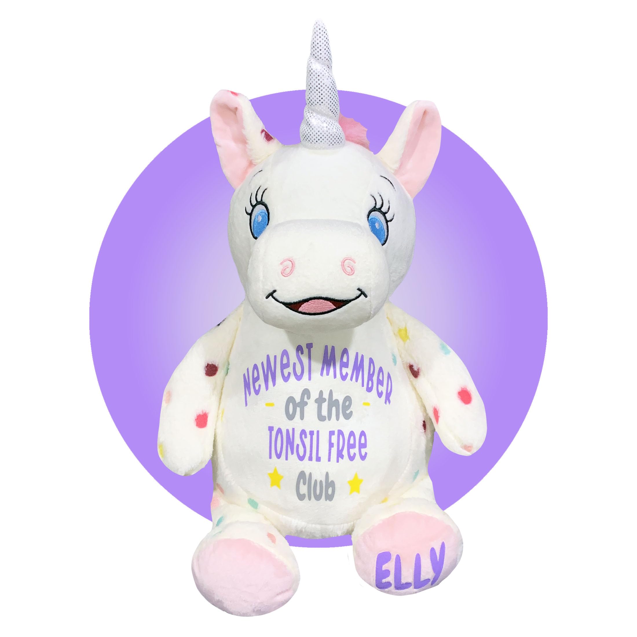 Personalized Tonsillectomy Recovery Gift for Kids - Soft Face Heating Pad for Post-Surgery Comfort - Get Well Soon Present After Tonsil Surgery - Perfect for Children's Hospital Stay & Home Recovery - Spotted Unicorn Design by Kikilishop