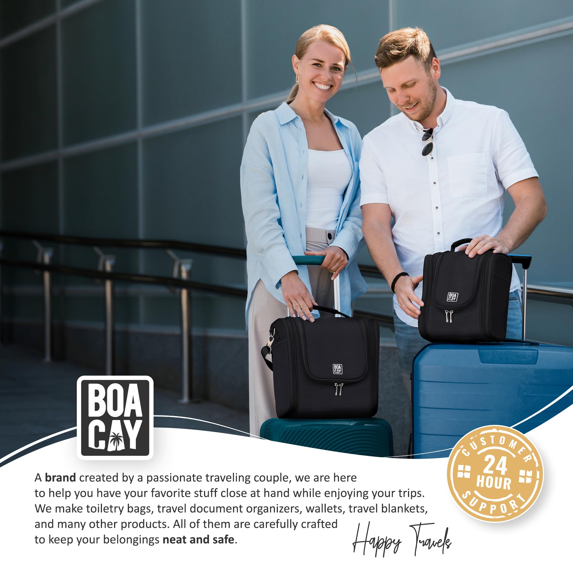 BOACAY Hanging Travel Toiletry Bag for Women & Men - Waterproof Makeup Organizer with Multiple Pockets - Perfect Cosmetic & Shower Essentials Storage for Bathroom, Camping, Gym & Business Trips