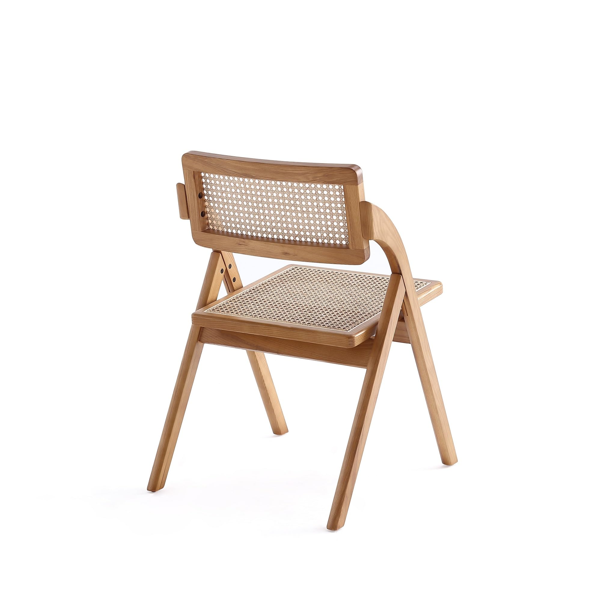 Manhattan Comfort Lambinet Folding Rattan Wicker Cane Side Chair - Set of 2 Natural Outdoor Dining Chairs for Patio, Restaurant, Bistro | Perfect for Garden, Poolside & Small Space Dining