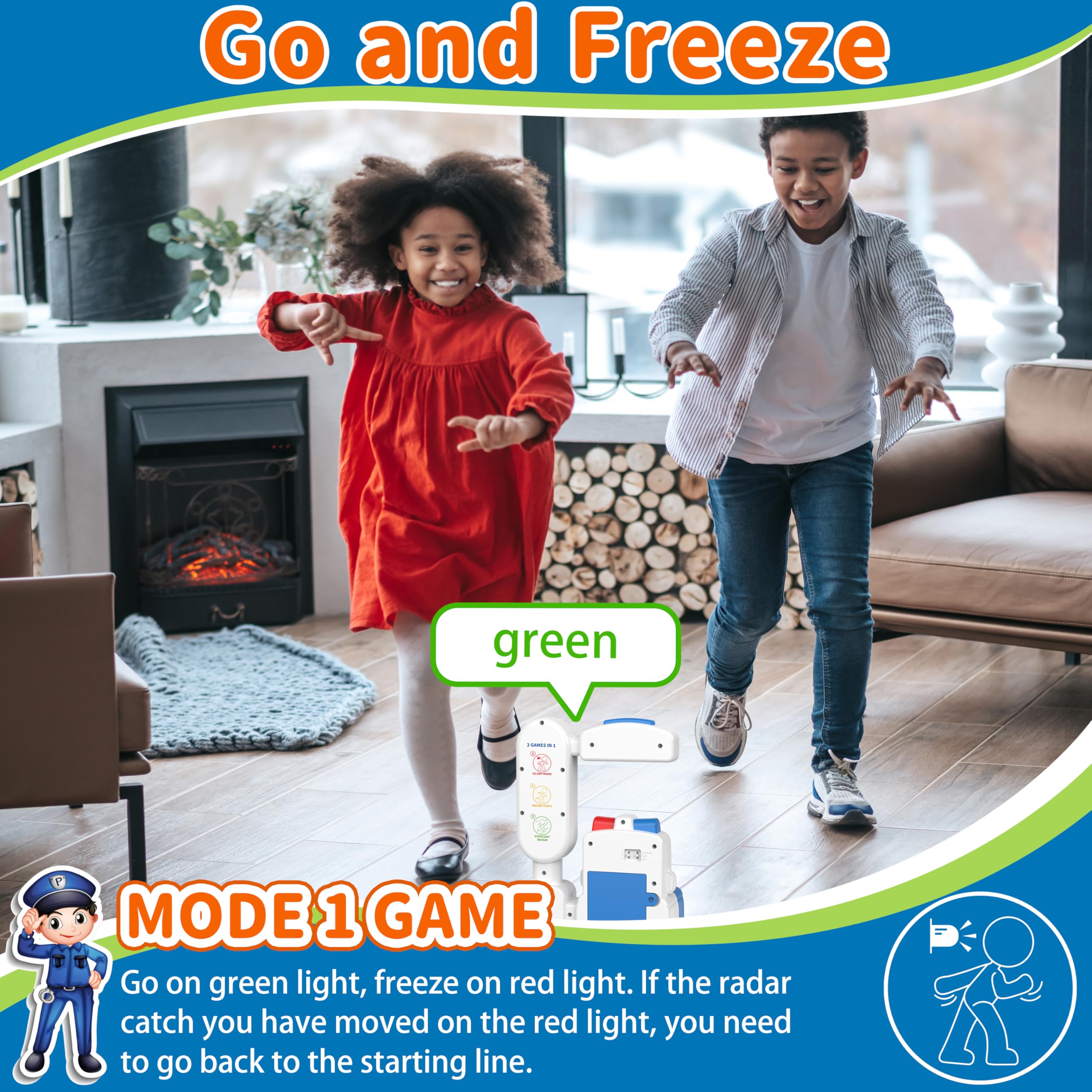 3-in-1 Motion Sensor Traffic Light Toy with Voice & Music | Educational Kids Games for Ages 3-8+ | Indoor/Outdoor Play | Perfect Gift for Boys & Girls | Birthday, Classroom & Playground Activities