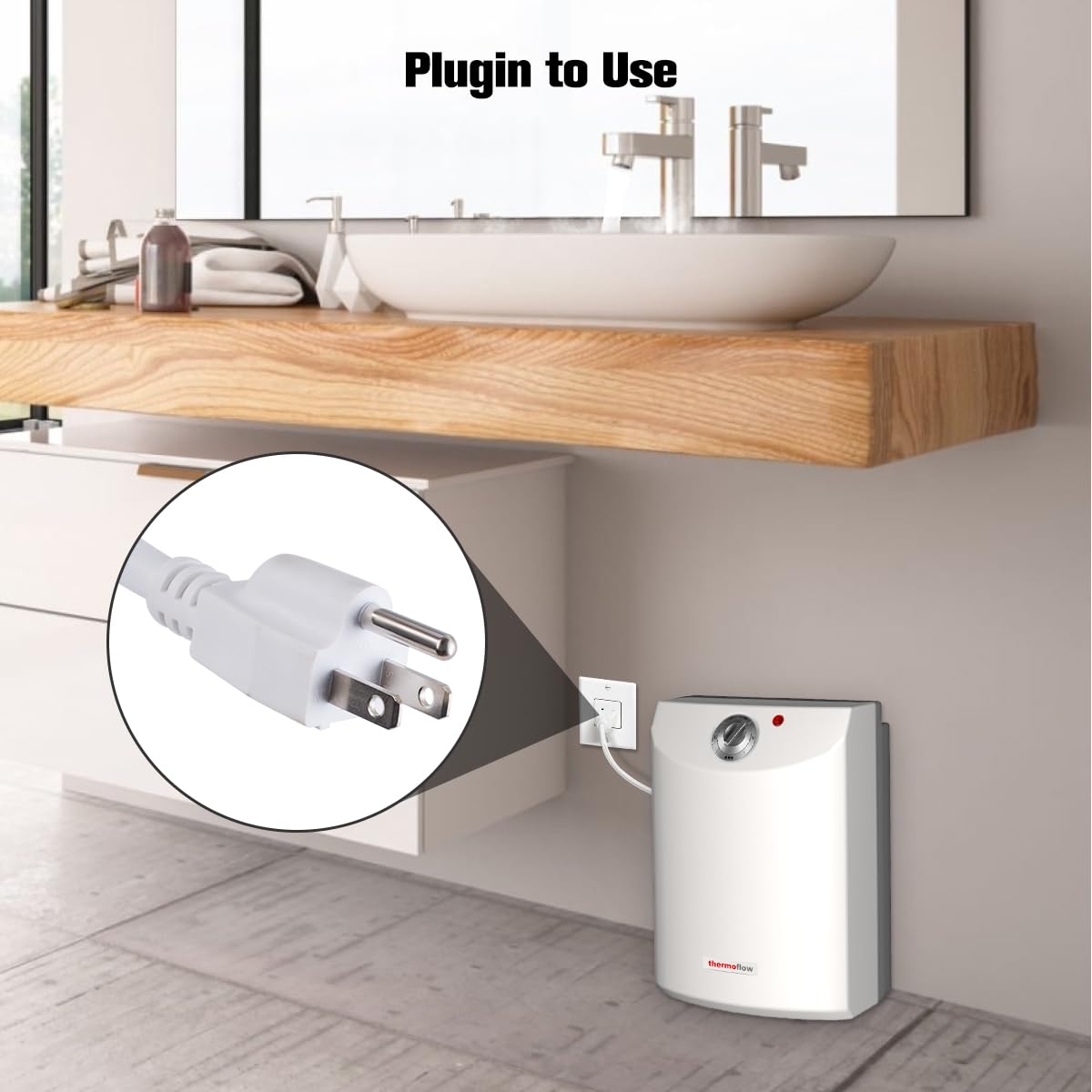 Thermoflow 4.0 Gallon Electric Mini Tank Water Heater - 120V Under Sink Instant Hot Water System for Kitchen, Bathroom & RV | Small Point-of-Use Water Heater for Fast Hot Water Supply