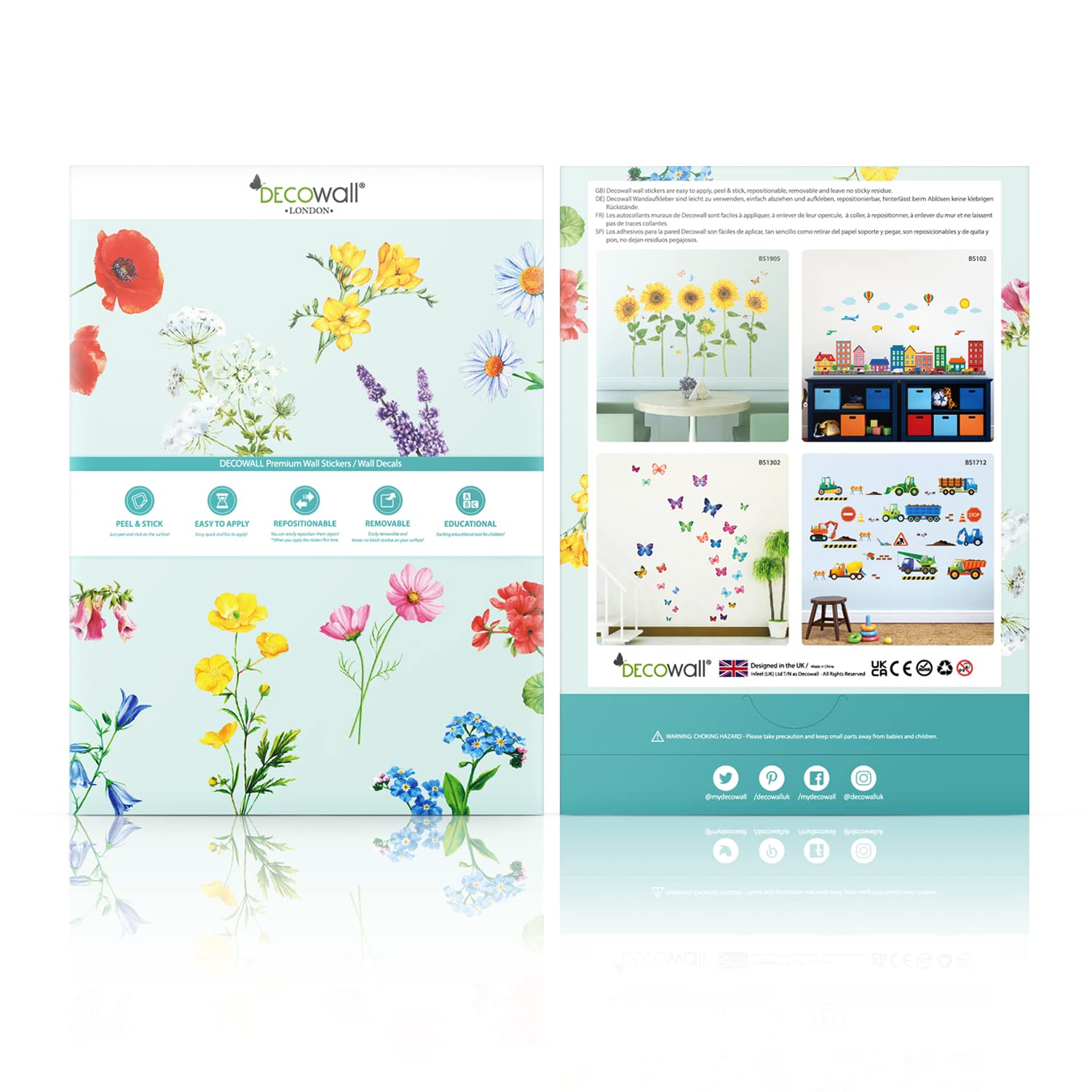 BASHOM DS2-4002 Hummingbird Wall Decals - Removable Peel & Stick Vinyl Wall Art for Nursery, Bedroom, Living Room Decor - Spring Flying Bird Mural Stickers for Kids Room & Home Decoration (Perfect for Birthday Parties, Baby Showers & Seasonal Home Decor)