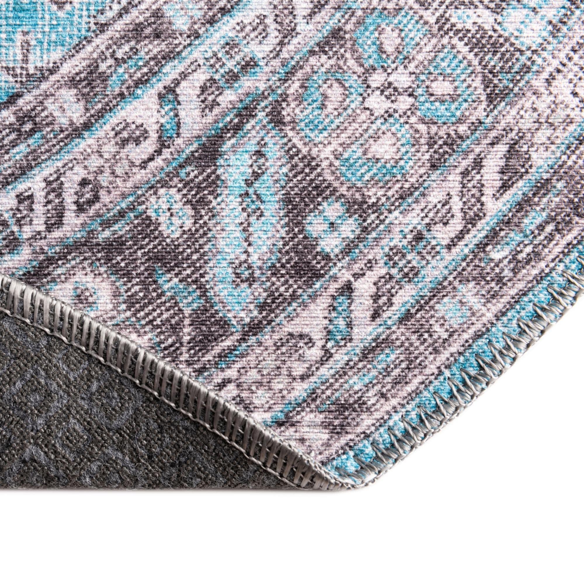 Unique Loom Revival Collection Traditional Medallion Border Blue/Black Round Area Rug 5' x 5' - Perfect for Living Room, Bedroom or Office Decor