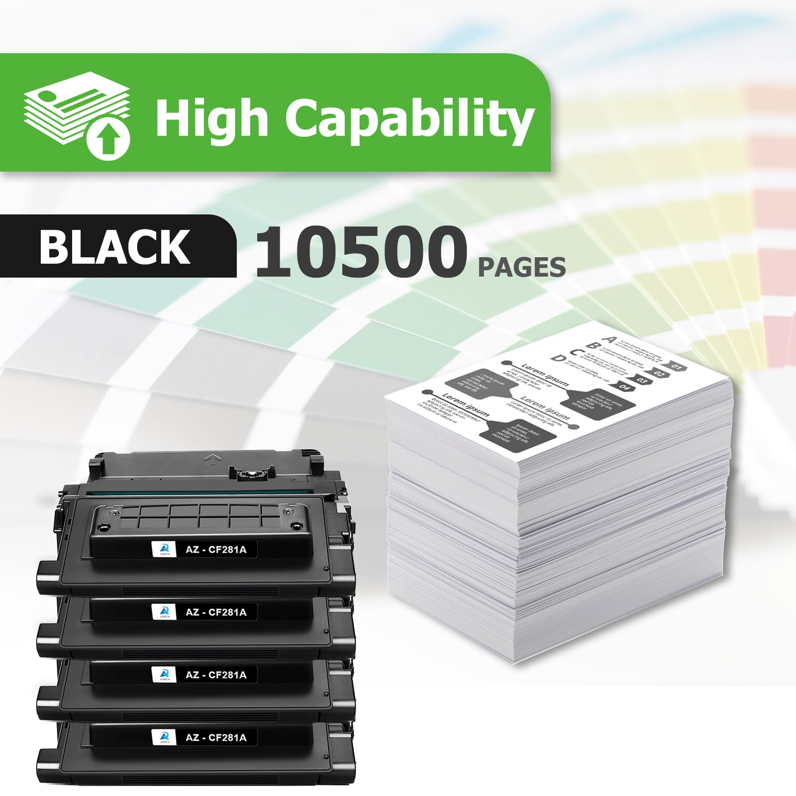 Aztech Compatible Toner Cartridge Replacement for HP 81A CF281A 81X CF281X - High Yield Black Toner (4-Pack) - Works with HP Enterprise MFP M605 M604 M604N M604DN M605N M605DN M605X M630 M606 M630h M630dn M630z Printers - Perfect for Office & Home Printing Needs