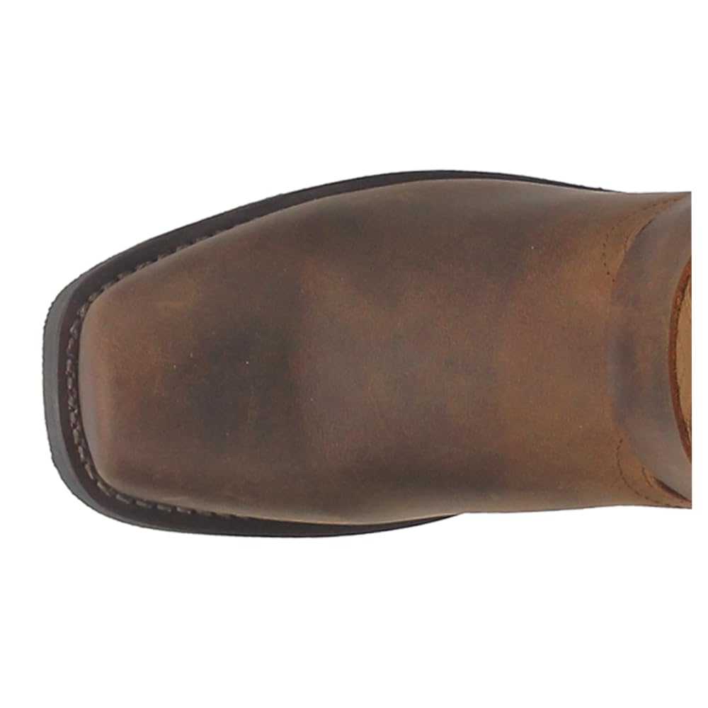 Dingo Men's Dean Harness Square Toe Pull-On Motorcycle Boots - Mid Calf Casual Work Boots for Riding & Everyday Wear - Brown Leather Boots for Bikers & Cowboy Style