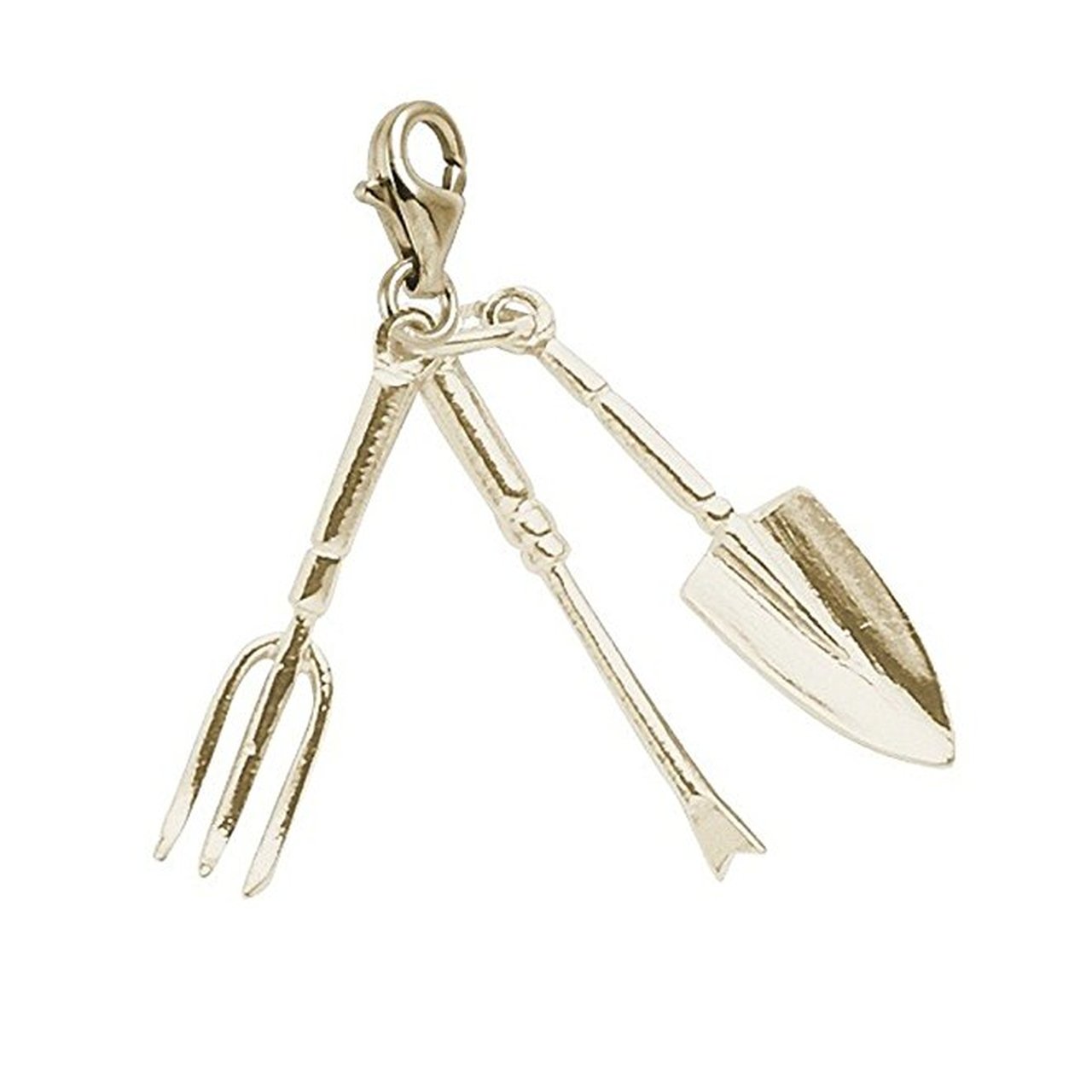10K Yellow Gold Gardening Tools Charm Pendant with Lobster Claw Clasp - Dainty Jewelry for Bracelets & Necklaces - Perfect for Gardeners, Nature Lovers & DIY Jewelry Making