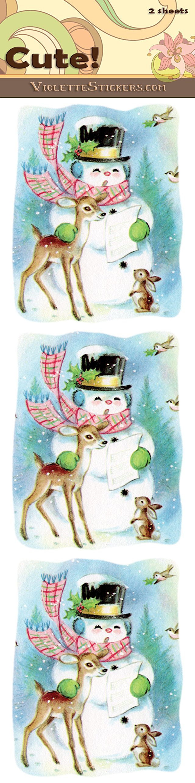 Adorable Snowman with Deer Stickers - Winter Holiday Decals for Laptops, Water Bottles & DIY Crafts