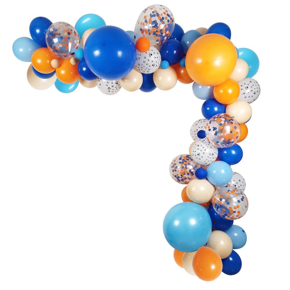 115 Pack Blue & Orange Dog Theme Party Balloons Garland Decorations - 18