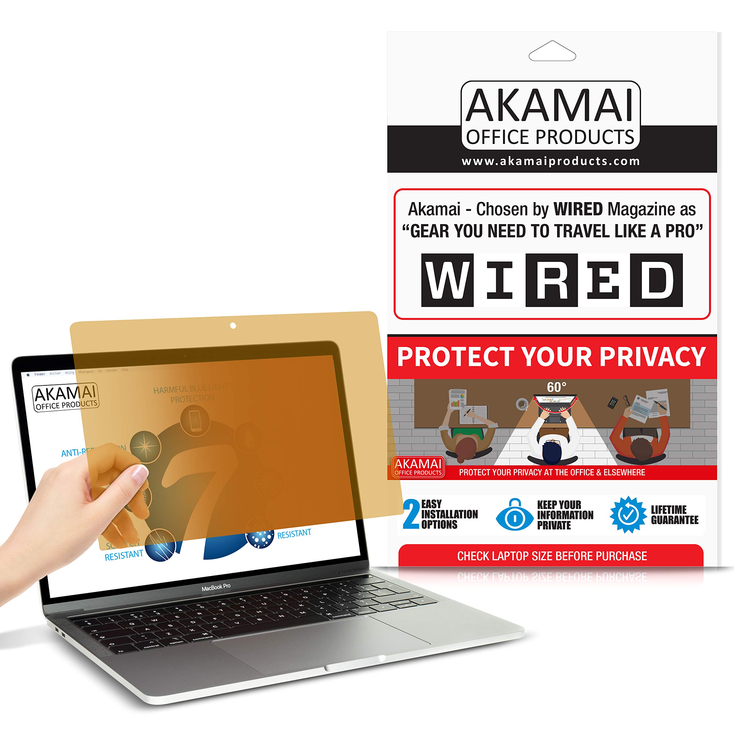 Akamai Anti-Glare Privacy Screen Filter for MacBook - High Clarity Gold 13 Inch Compatible with Latest MacBook Pro & 2018 MacBook Air | Perfect for Office, Coffee Shops & Travel to Protect Your Screen Privacy