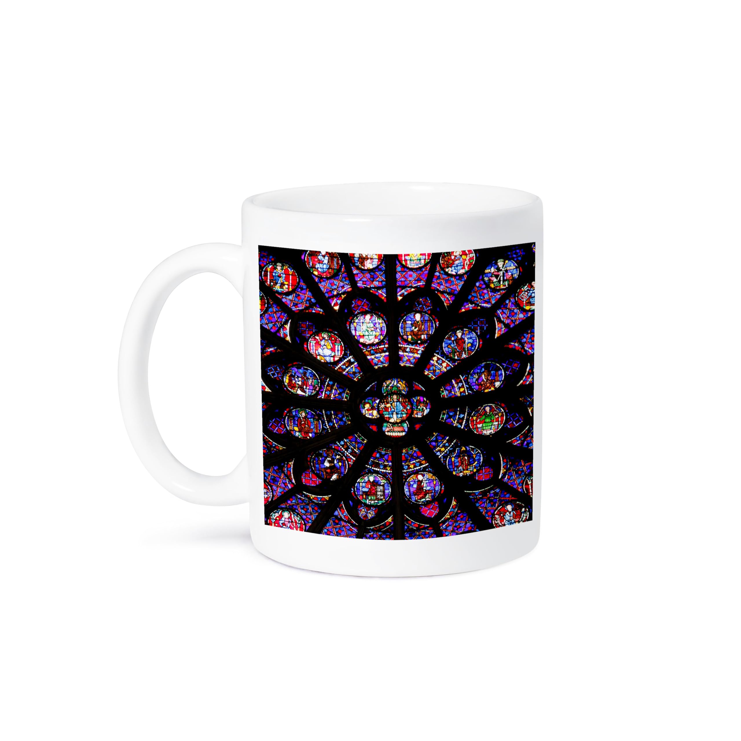 3D Rose France Paris Notre-Dame Cathedral Stained Glass Windows 15 oz Ceramic Mug - Perfect for Coffee, Tea, and Office Use