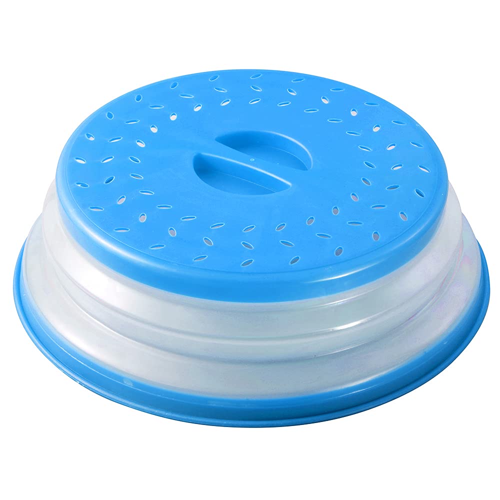 2 Pack Microwave Splatter Cover – Vented Collapsible Microwave Food Cover with Easy Grip Handle, Dishwasher-Safe, BPA-Free Silicone & Plastic – 10.5 Inch Round (Blue) – Perfect for Reheating Food & Preventing Messes in Microwave