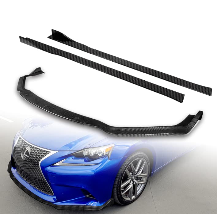 3PCS Front Bumper Spoiler Lip + 6PCS Side Skirt Extensions for 2014-2016 Lexus IS250 IS350 F-Sport | Universal 86