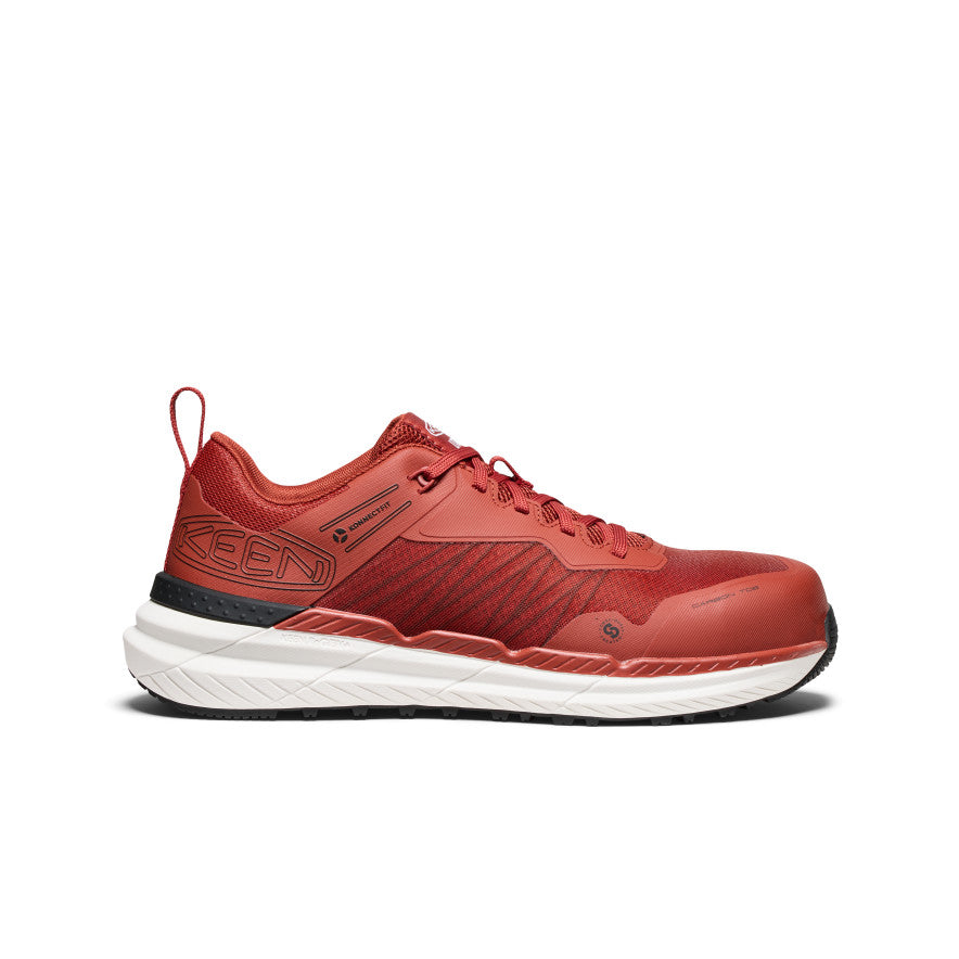 Men's Speedworks Carbon Toe Work Sneakers - Red Ochre/Black - Slip Resistant Safety Shoes for Construction & Warehouse Workers
