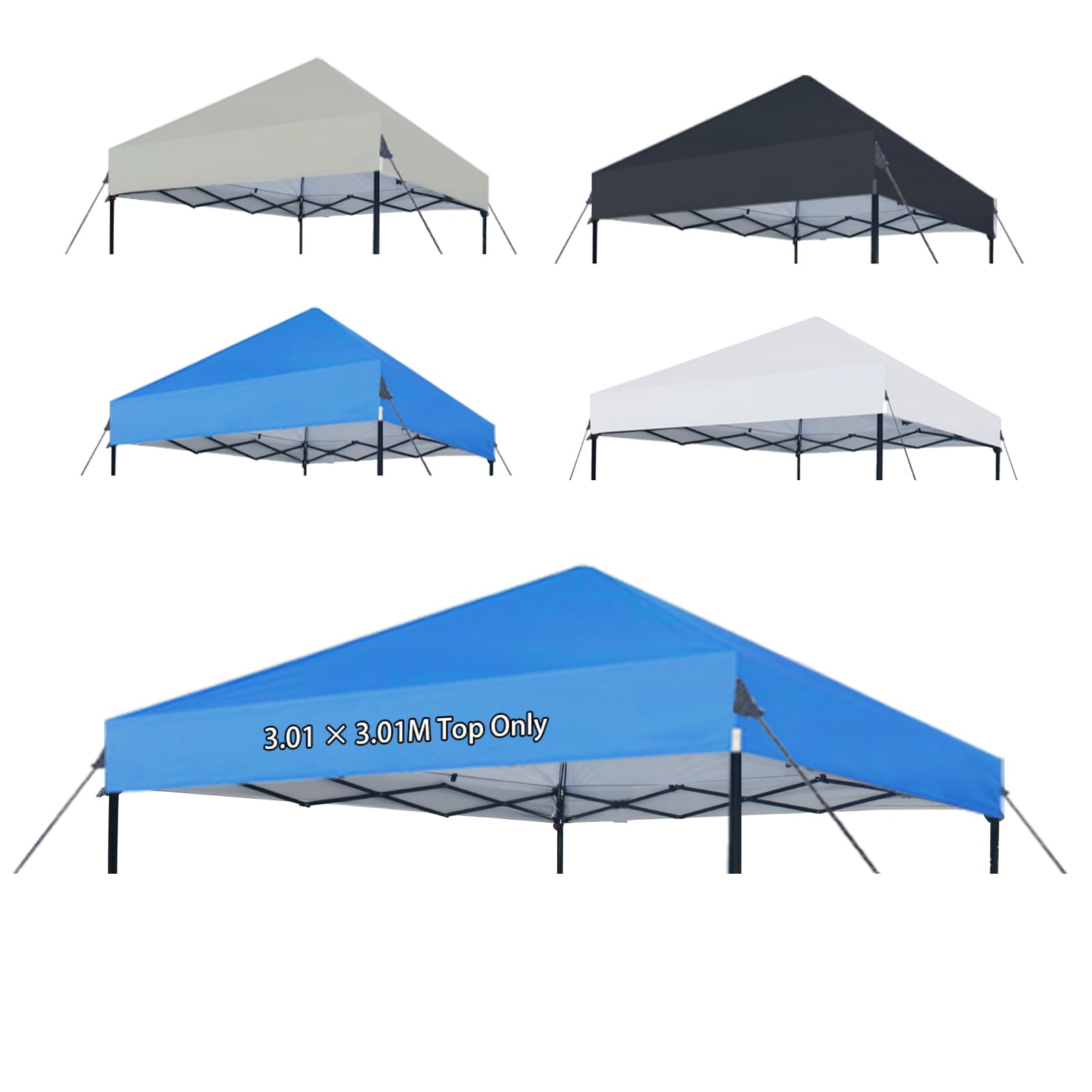 10x10 Canopy Replacement Top - Waterproof Pop Up Tent Cover with Ropes, Silver Coated Sunshade for Outdoor, Camping, Garden & Patio Use - Perfect for BBQs, Beach Trips and Backyard Parties (Blue)