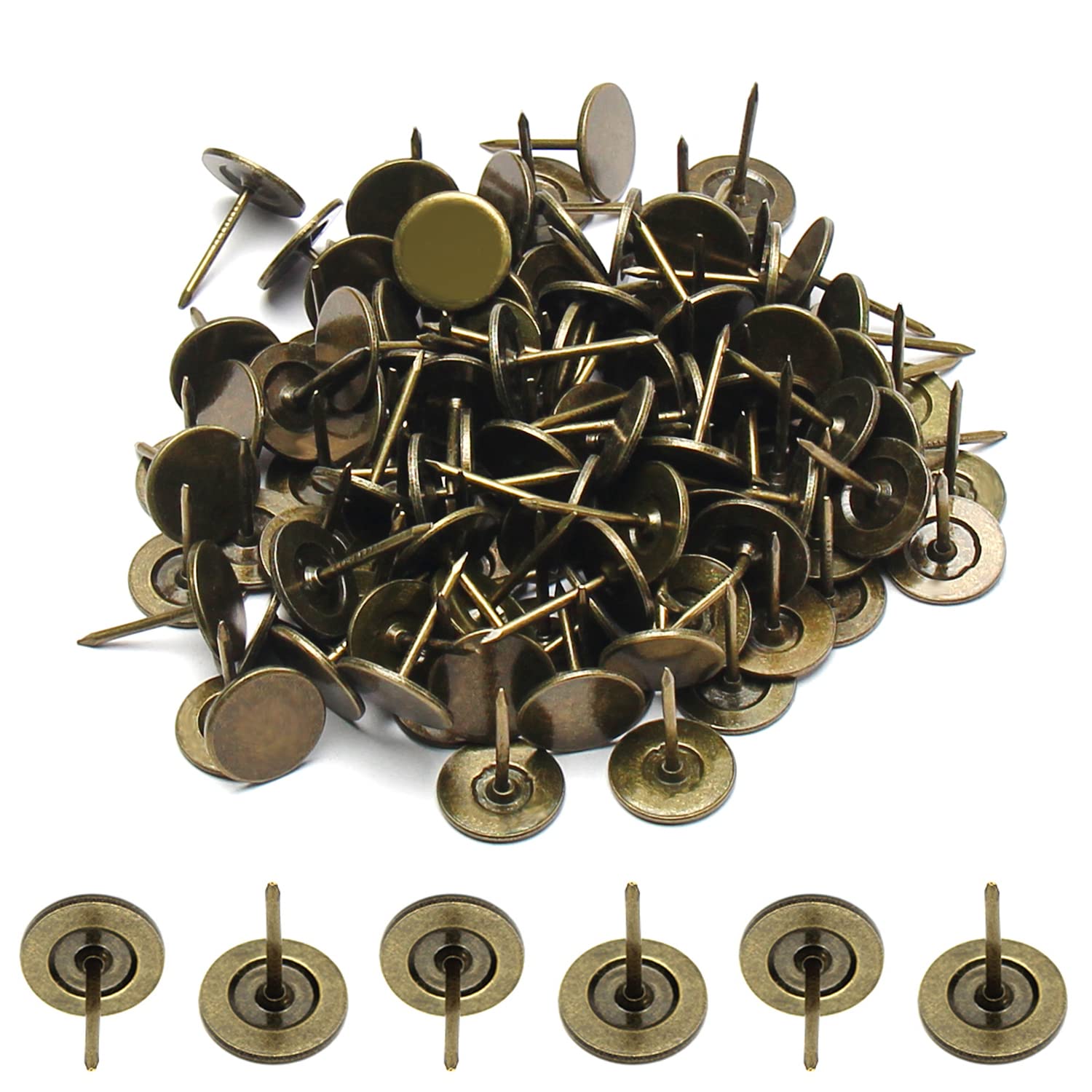 Yinpecly 16x20mm Flat Head Upholstery Nails - 150PCS Antique Green Patina Furniture Tacks for Sofa, Headboard & DIY Projects | Rustic Home Decor & Woodworking Supplies